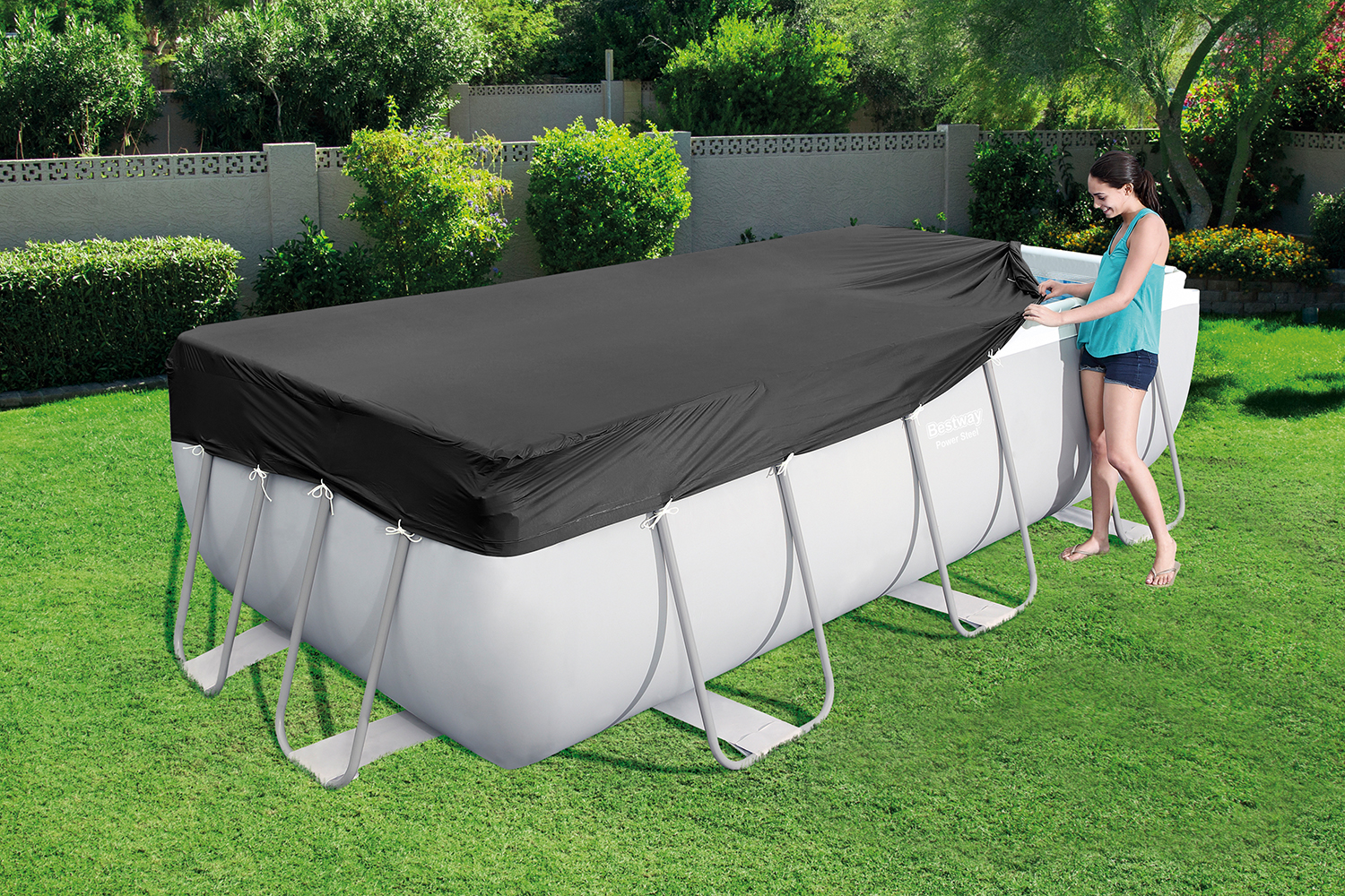 PVC-Abdeckplane 396 x 185 cm, schwarz, eckig