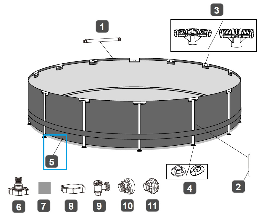Bestway® Spare Part Pool liner (lightgray) for Steel Pro MAX™ frame pool Ø 610 x 132 cm, round