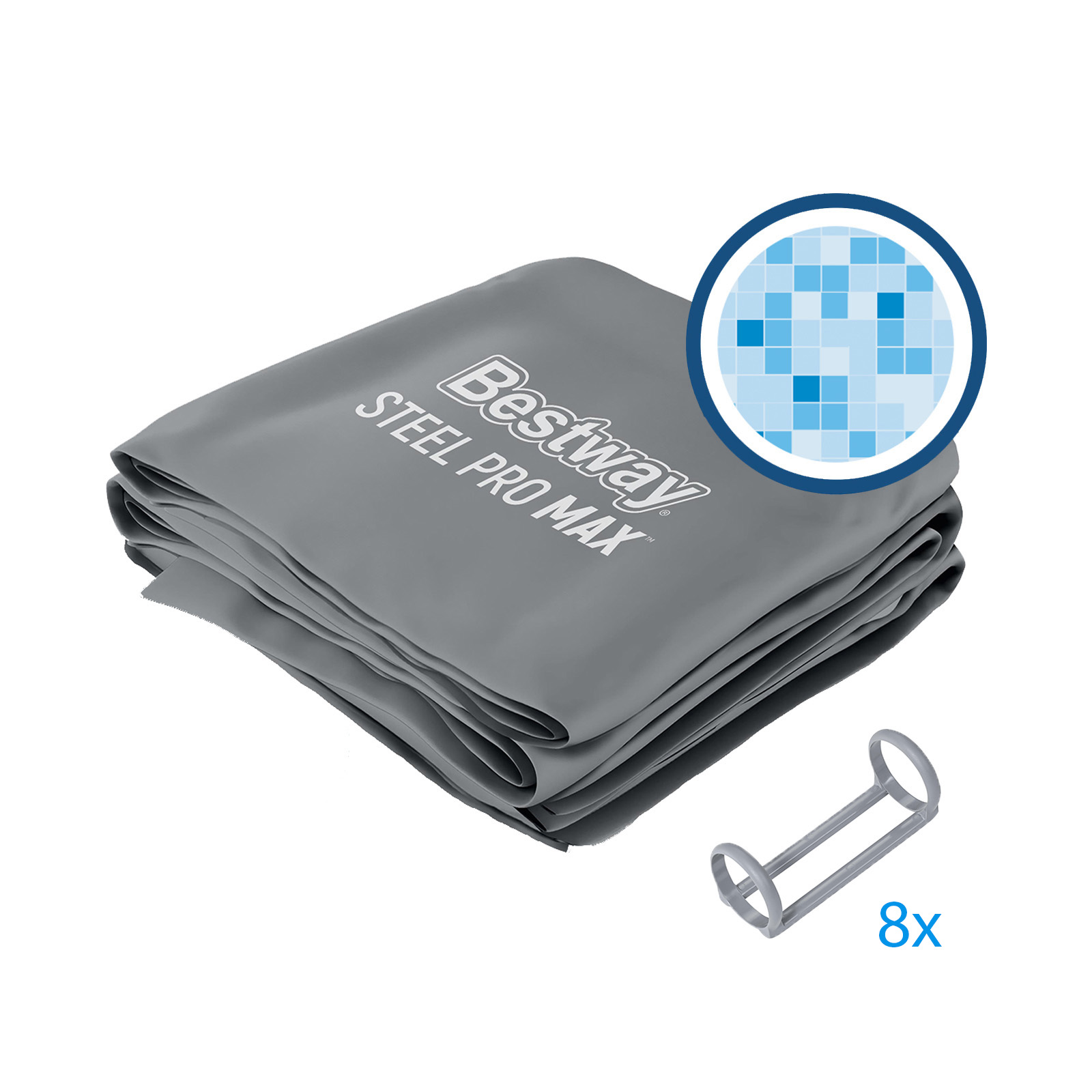 Ersatzteil Poolfolie für Steel Pro MAX 305x200x84ccm, oval - inklusive Kunststoffring-Set