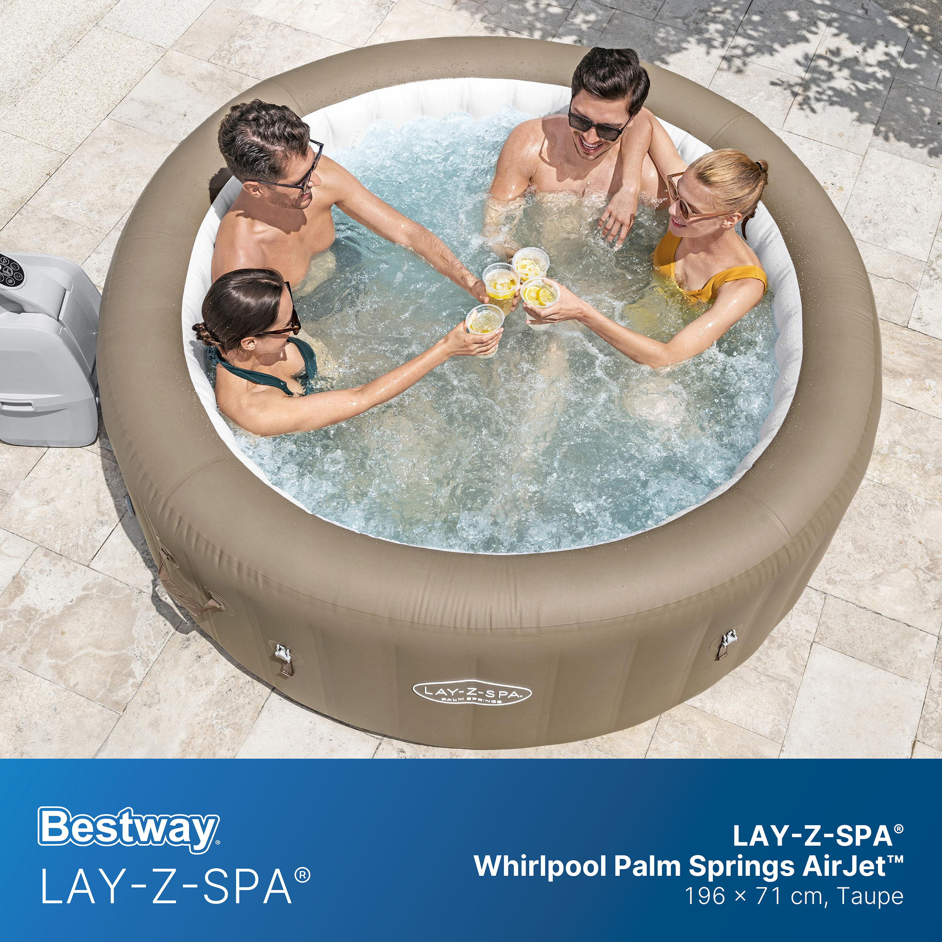 LAY-Z-SPA® Whirlpool Palm Springs AirJet™ Ø 196 x 71 cm, rund