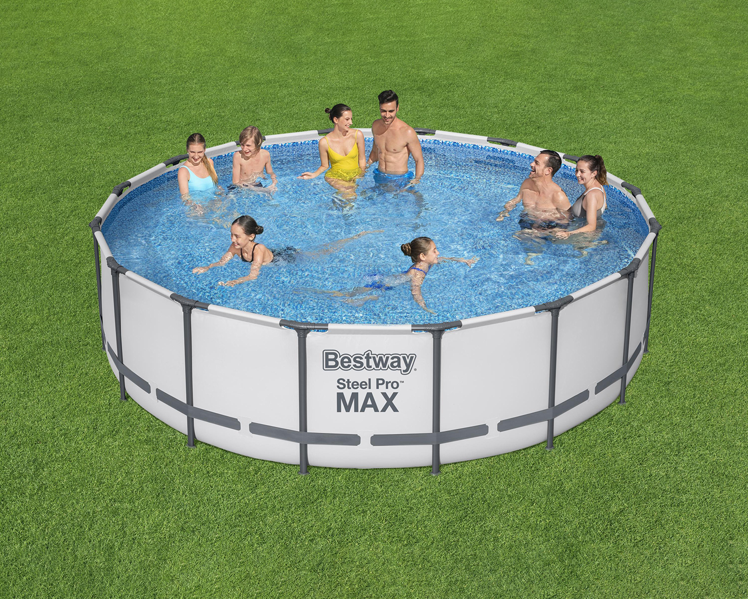 Steel Pro MAX™ Frame Pool Komplett Set mit Filterpumpe Ø 488 x 122 cm , lichtgrau, rund Steel Pro MAX™ Frame Pool Komplett Set mit Filterpumpe Ø 488 x 122 cm , lichtgrau, rund