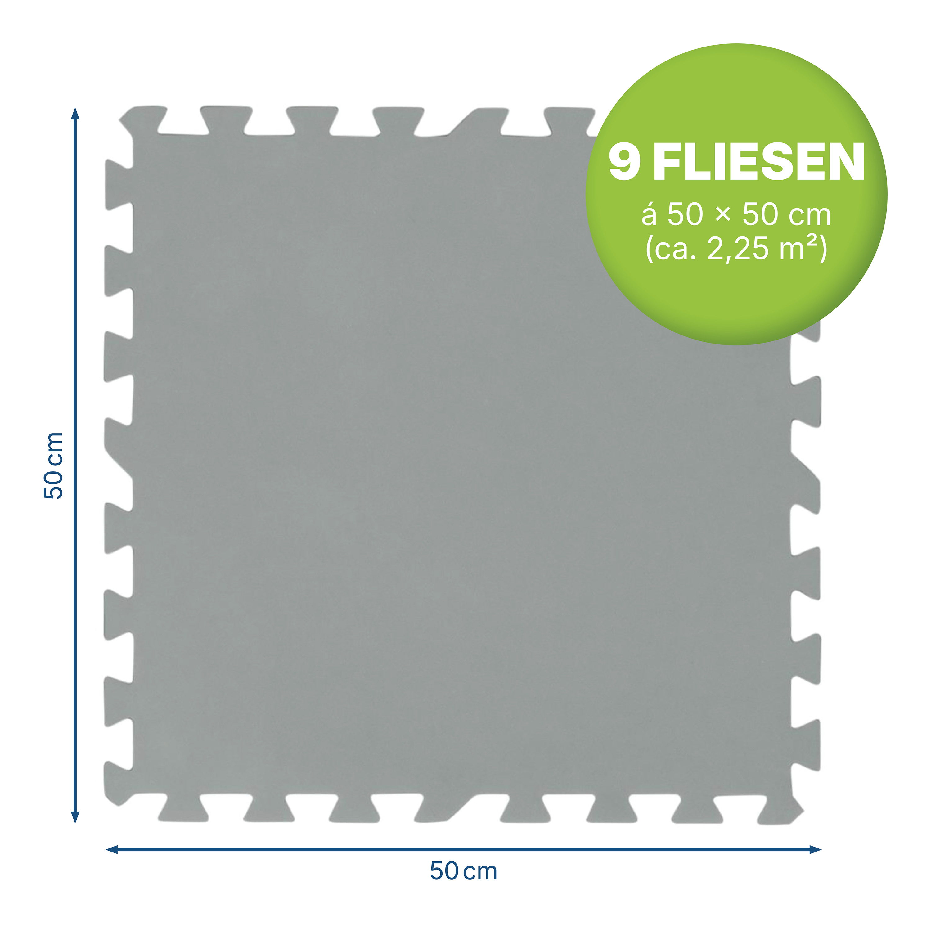 Flowclear™ Pool Bodenschutzfliesen Set, 9 Stück á 50 x 50 cm, grau