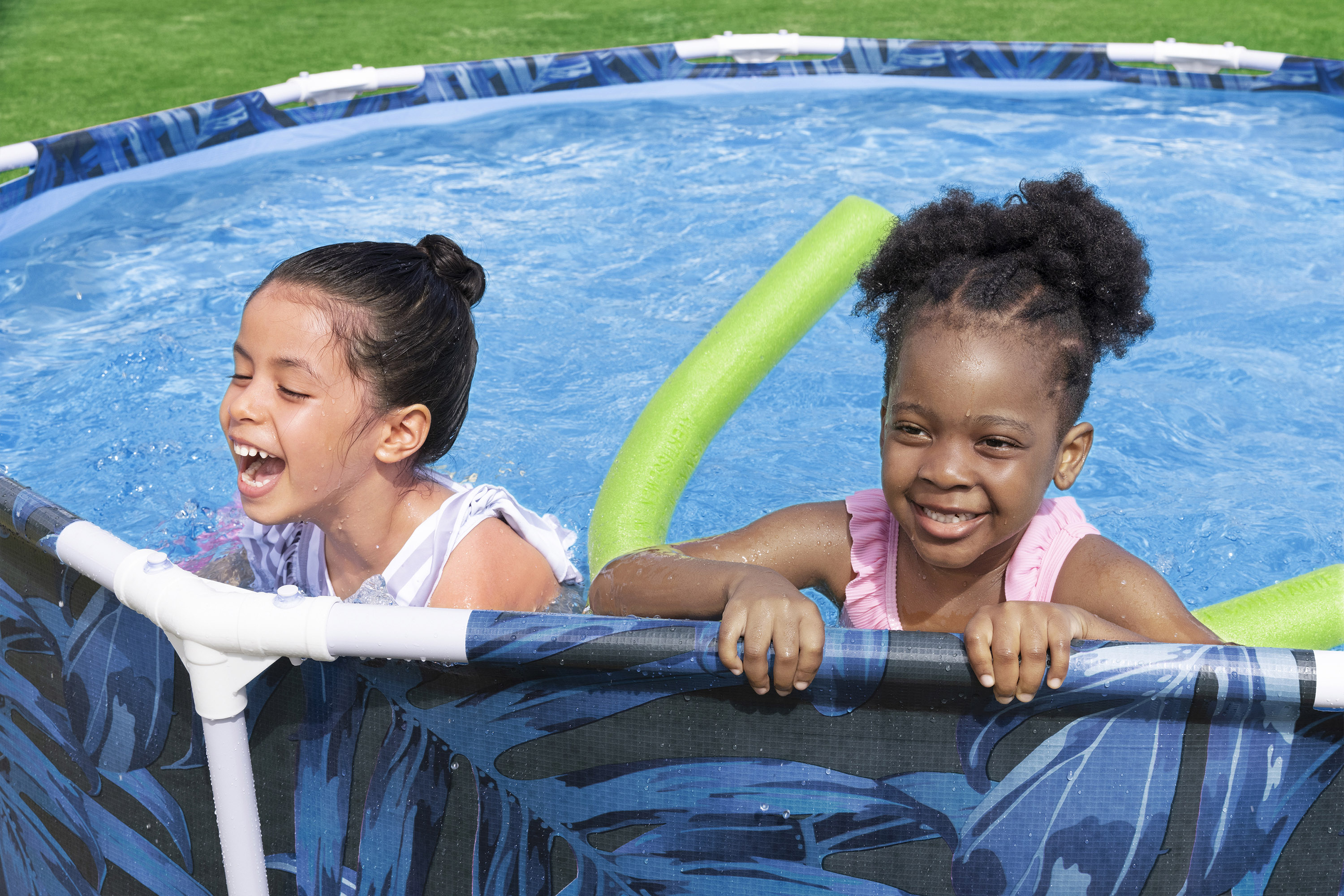 Steel Pro® Frame Pool ohne Pumpe Ø 305 x 66 cm, tropisches Blatt-Design, rund