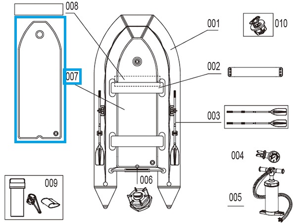 Bestway® Spare Part Airdeck Floor for HYDRO-FORCE™ Sportboot "Sunsaille" 380cm x 180cm x 46cm 