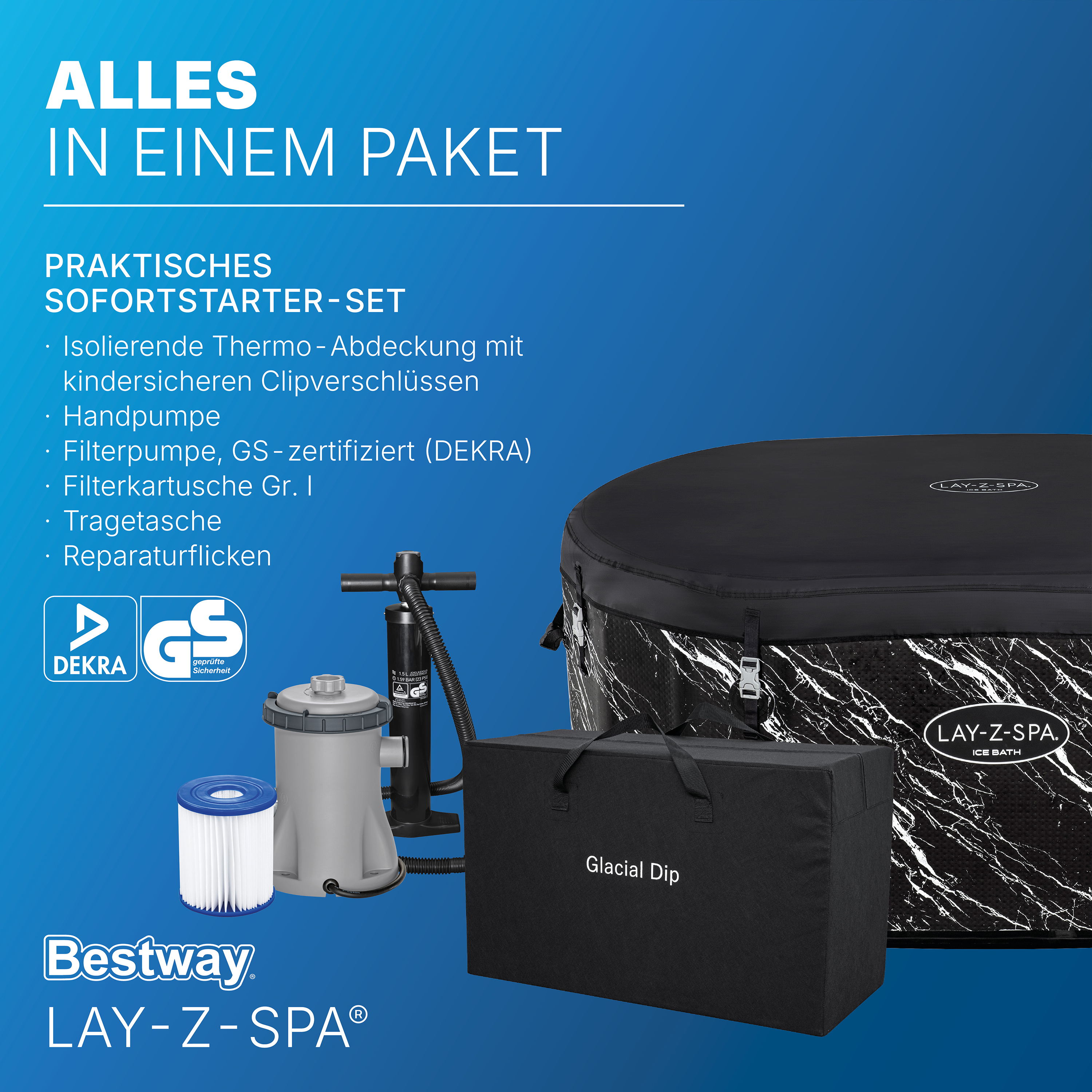 LAY-Z-SPA® FortiFiber™ Eisbad Glacial Dip™ mit Filterpumpe 152 x 92 x 71 cm