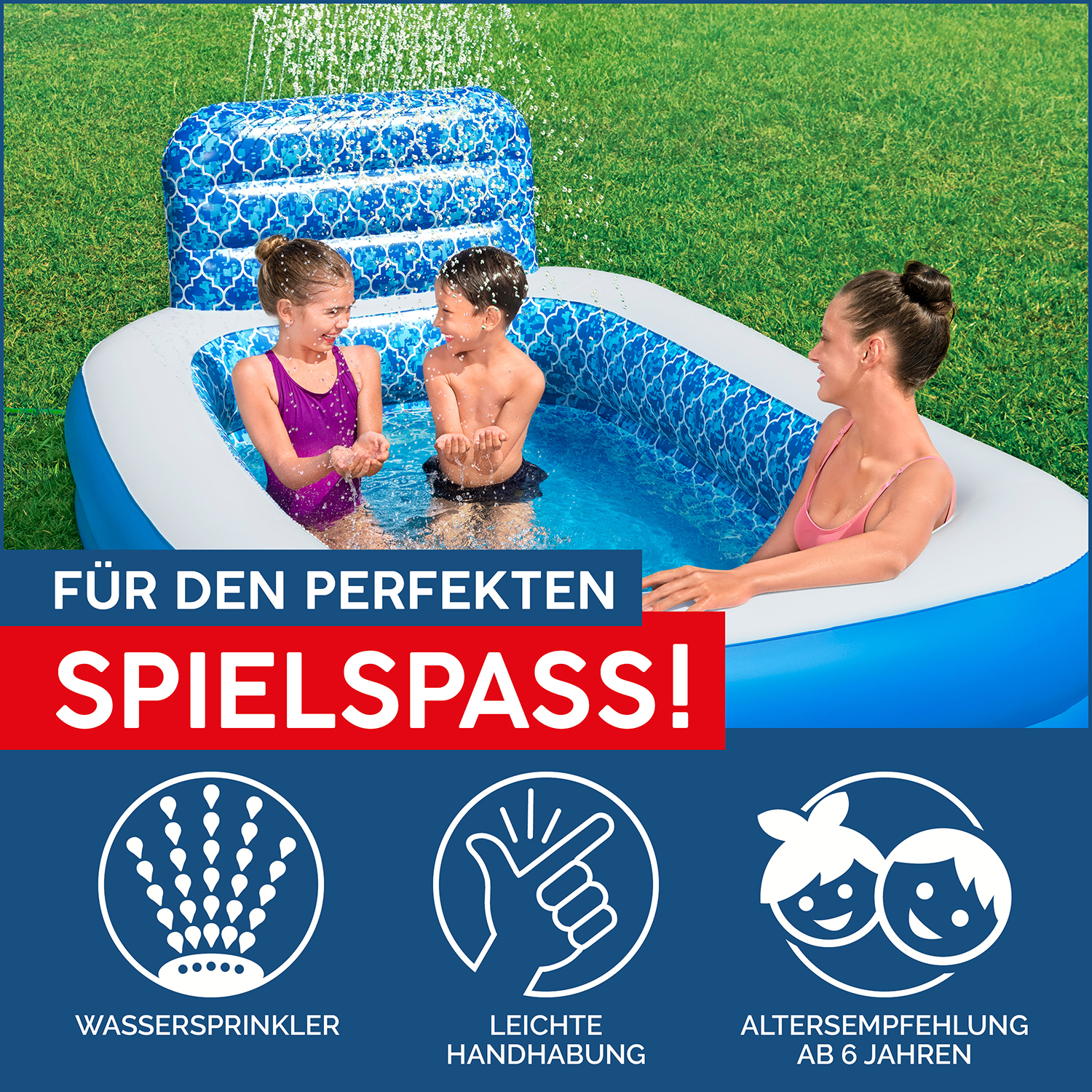 Family Pool Waterfall Oasis™ mit Wassersprinkler 229 x 152 x 96 cm