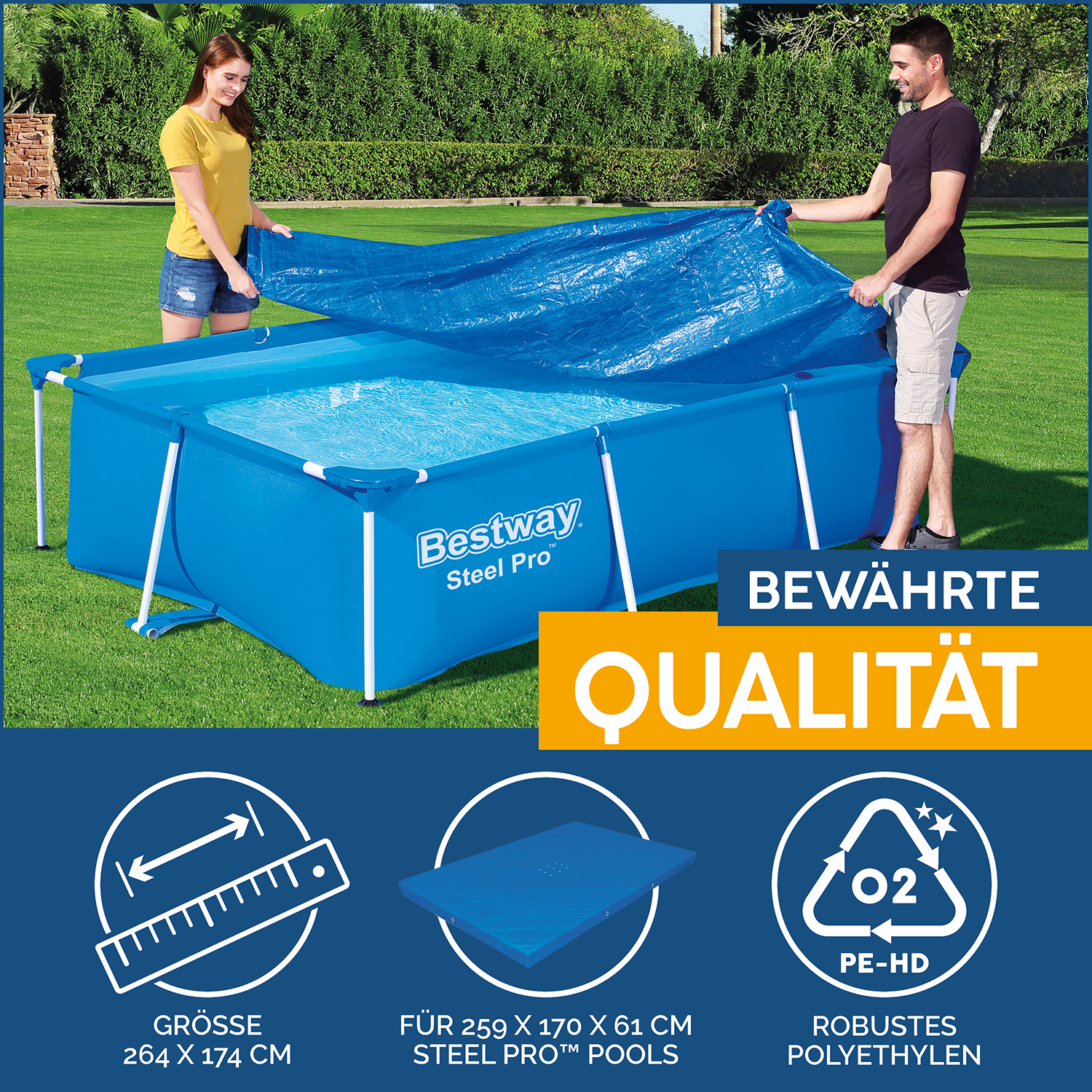 Flowclear™ PE-Abdeckplane 264 x 174 cm, blau, eckig