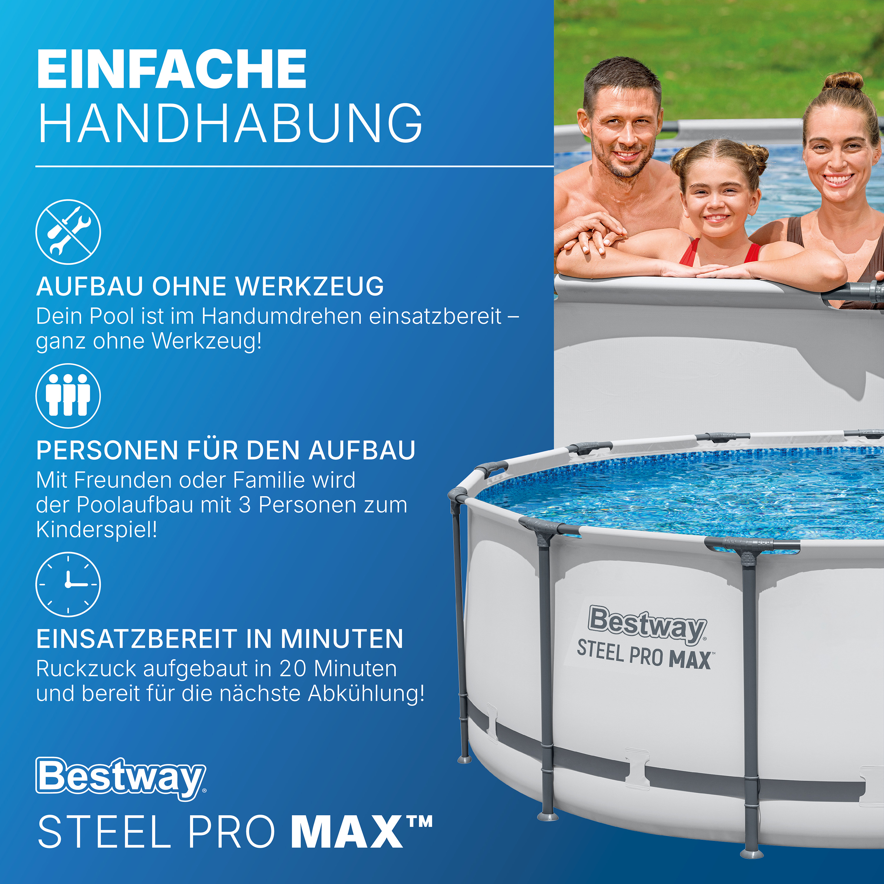 Steel Pro MAX™ Frame Pool  Komplett Set mit Filterpumpe Ø 396 x 122 cm, lichtgrau, rund