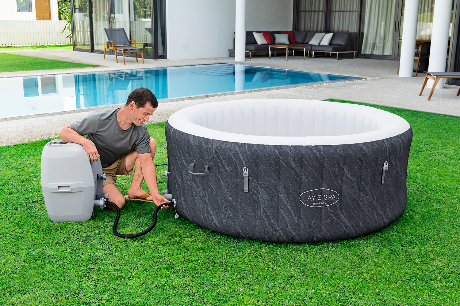 LAY-Z-SPA® WLAN-Whirlpool Boracay AirJet™ Ø 180 x 66 cm, rund