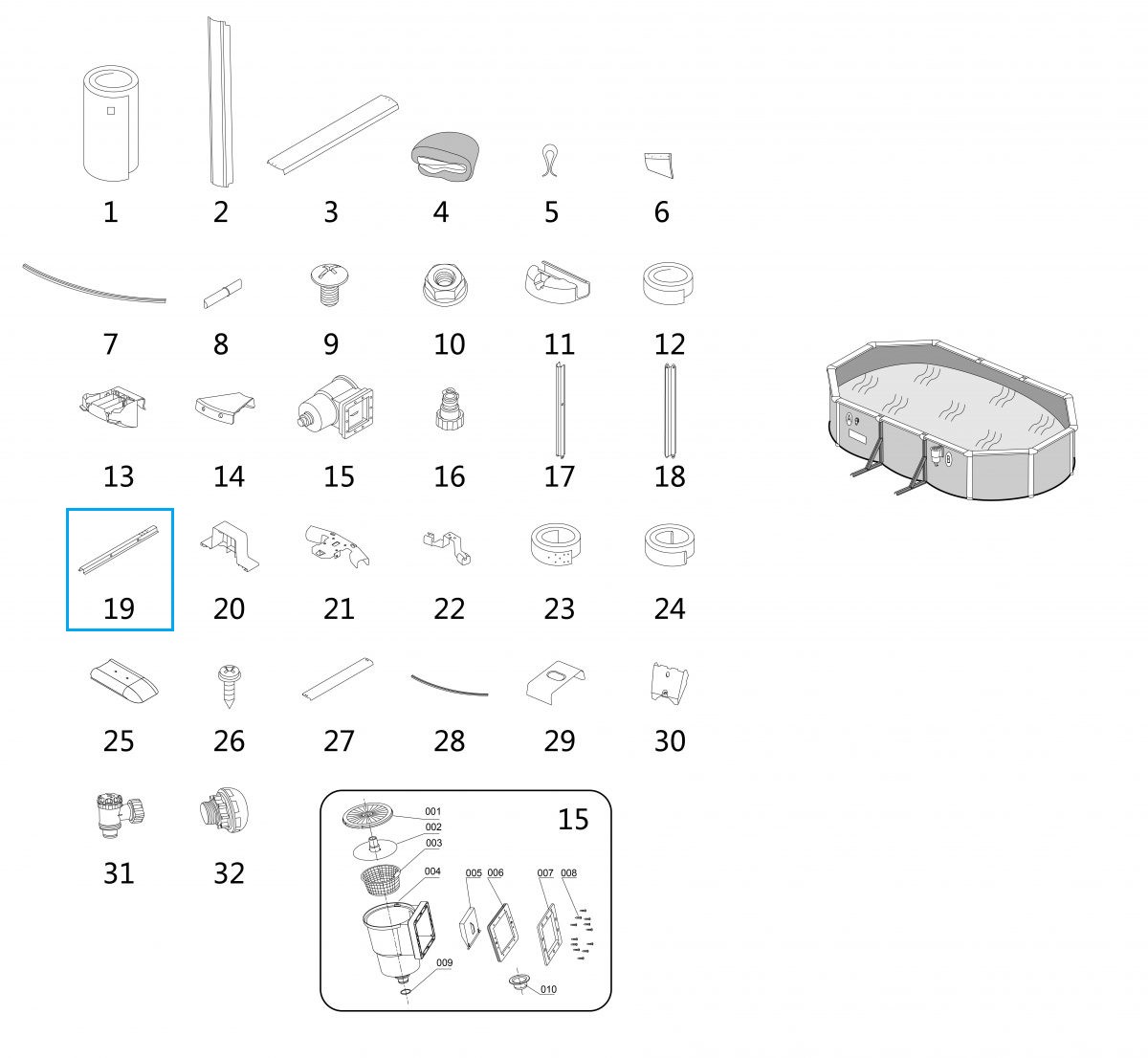 Bestway® Spare Part Vertical Support for Hydrium™ steel wall pool 500/610 x 360 x 120 cm, oval Bestway® Spare Part Vertical Support for Hydrium™ steel wall pool 500/610 x 360 x 120 cm, oval