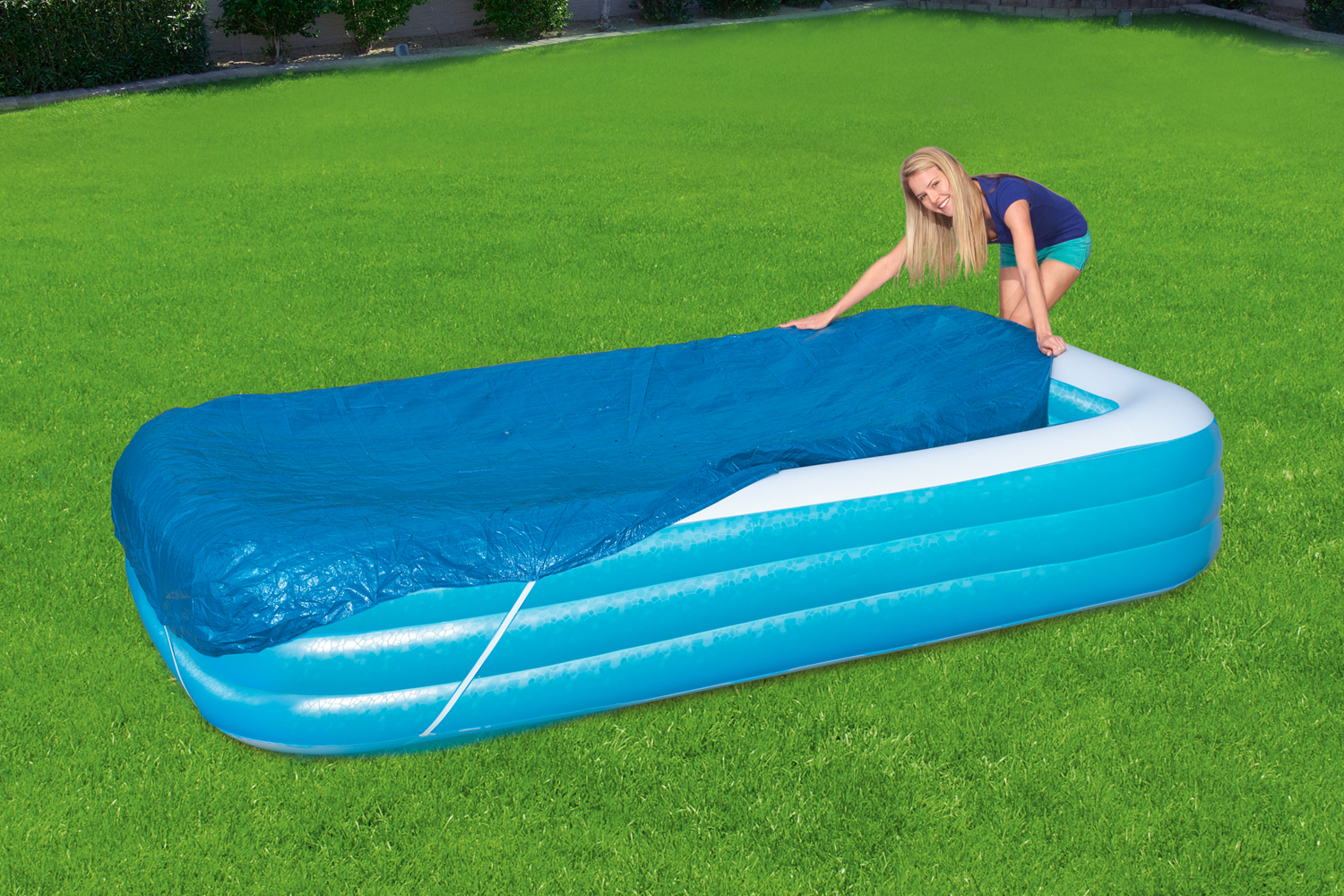 PE-Abdeckplane passend für 305 x 183 cm Family Pools, blau, eckig