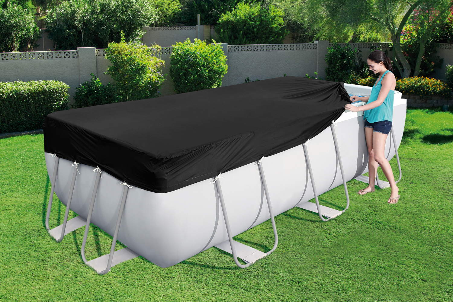 PVC-Abdeckplane 269 x 179 cm, schwarz, eckig