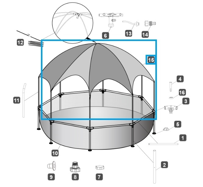 Bestway® Spare Part Sun protection for Steel Pro™ UV Careful™ Splash-in-Shade Play pool Ø 244x51 cm