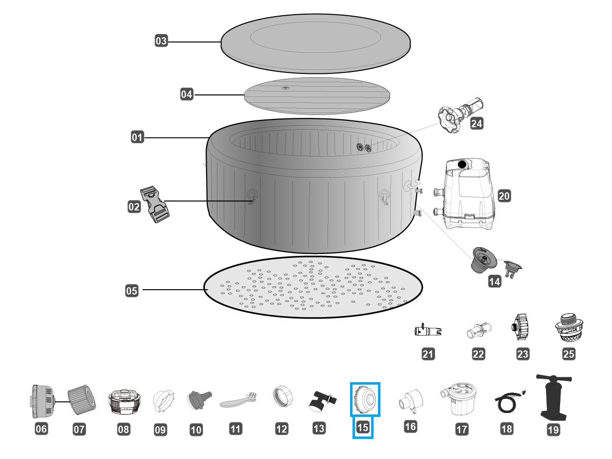 Bestway® Spare Part Stopper (water inlet) for LAY-Z-SPA® whirlpools (from 2021)