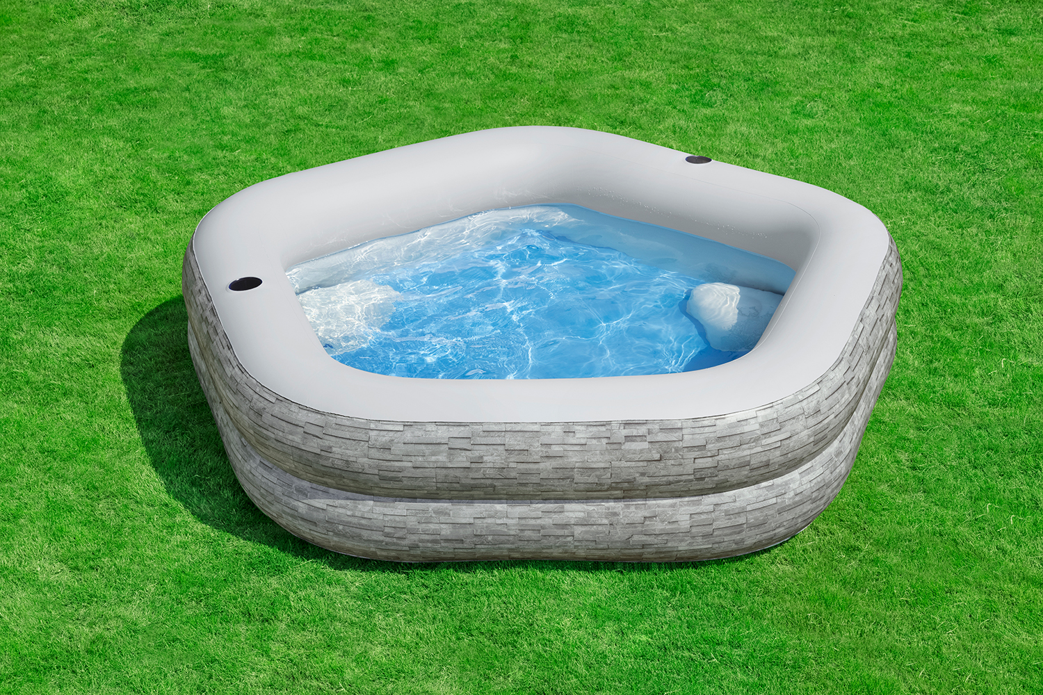 TruPrint™ Family Pool 213 x 206 x 53 cm, Steinwand-Optik (Cremegrau)