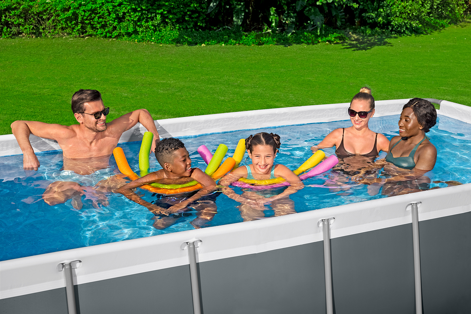 Steel Pro MAX™ Frame Pool Set mit Sandfilteranlage 404 x 201 x 100 cm, grau, eckig