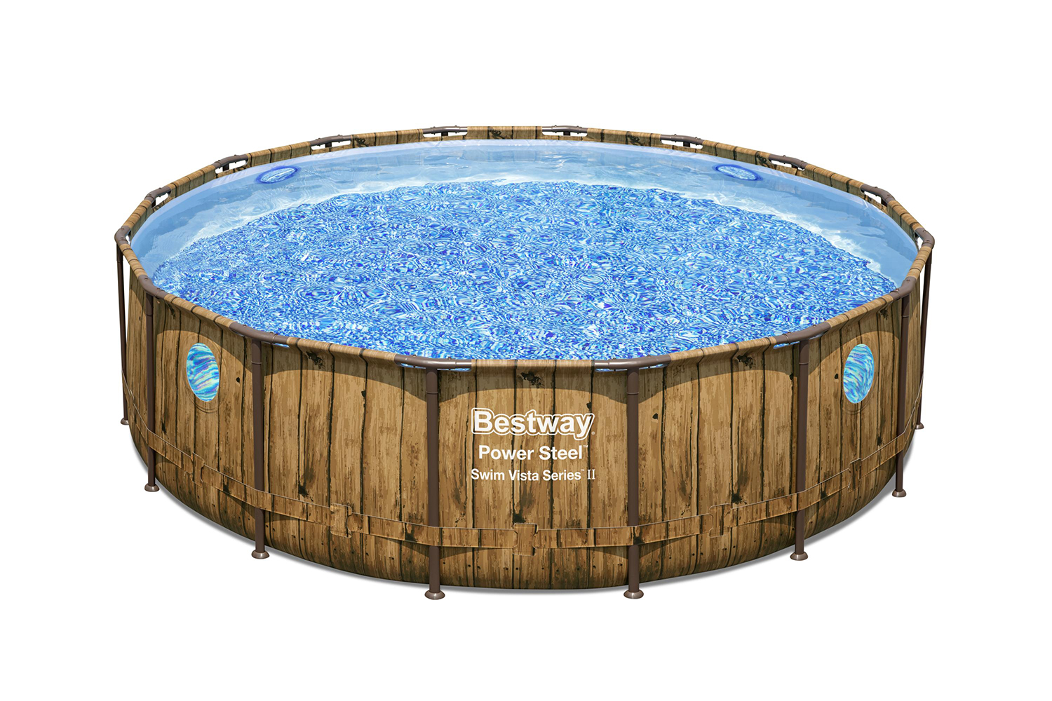 Power Steel™ Swim Vista Series™ Solo Pool ohne Zubehör  Ø 488 x 122 cm, Holz-Optik (Pinie), rund
