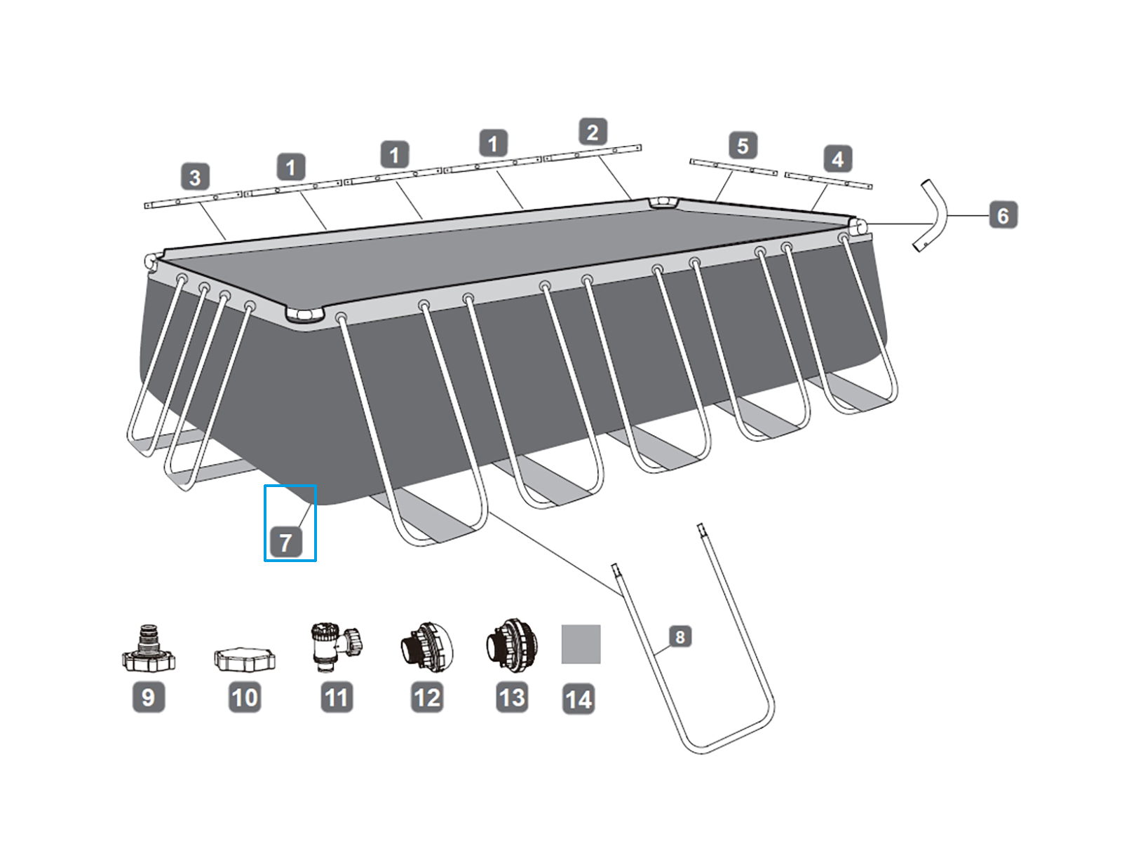 Bestway® Spare Part Pool liner (dark grey) for Power Steel™ frame pool 640 x 274 x 132 cm (2023)