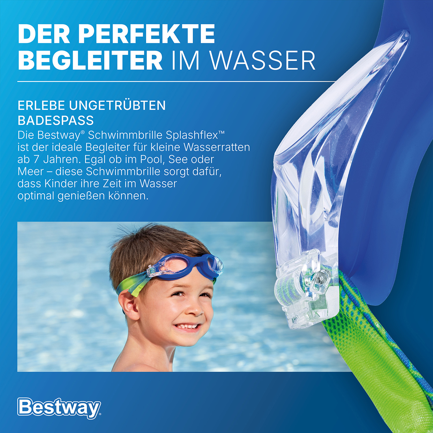 Schwimmbrille Splashflex™ ab 7 Jahren, Blau