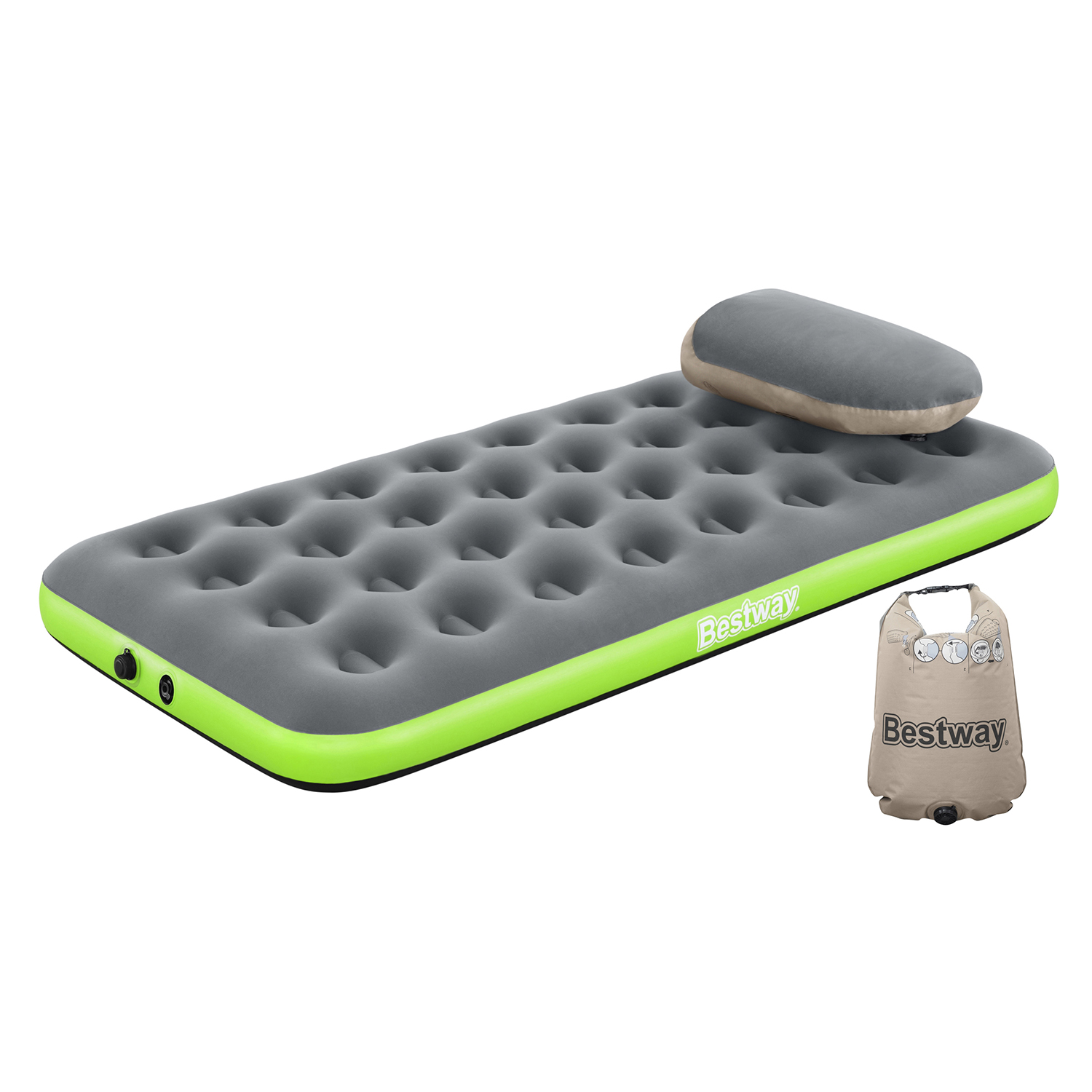 Single Luftbett Roll & Relax mit Kissenpumpe 188 x 99 x 22 cm