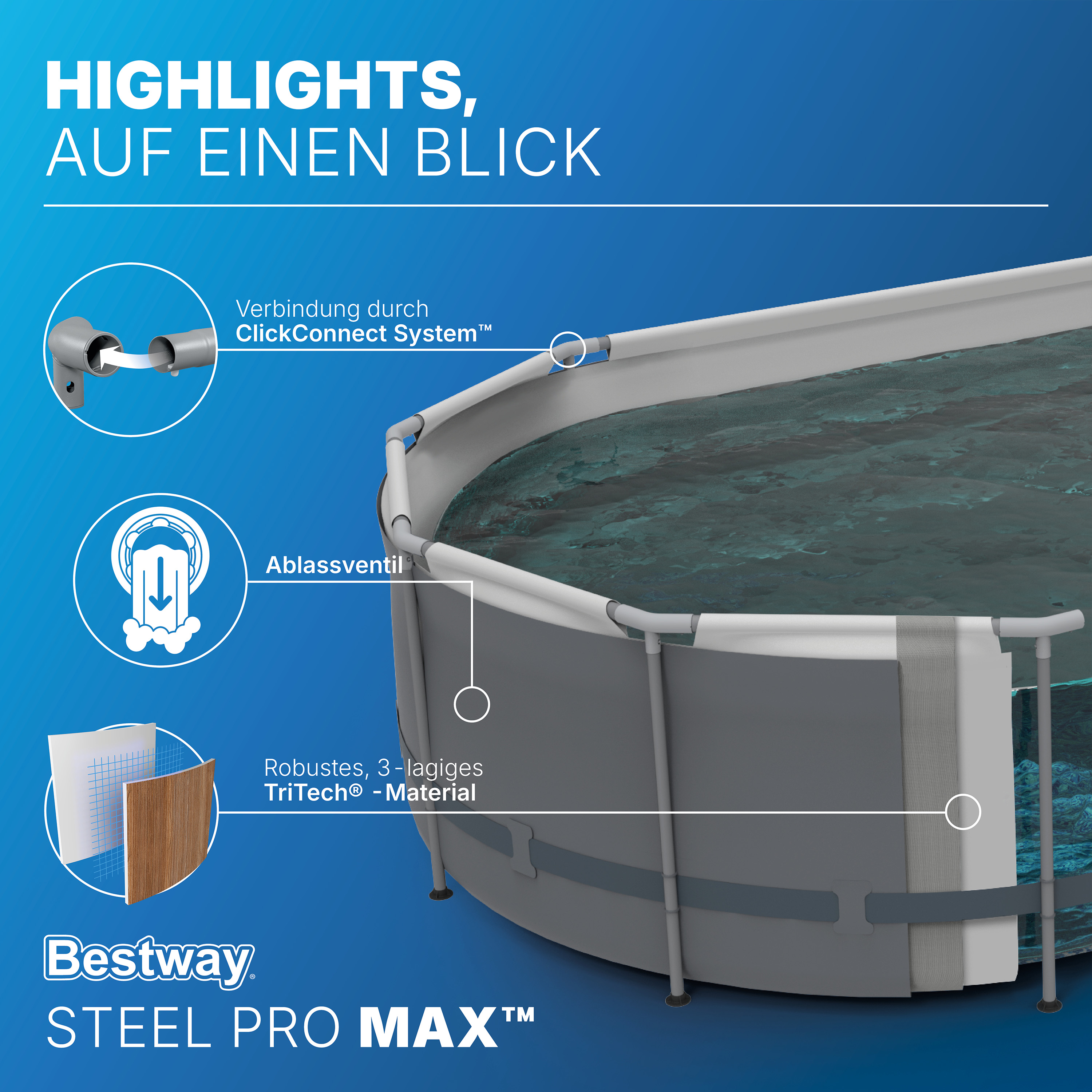 Steel Pro MAX™ Comfort Jet Series™ Frame Pool Set mit Filterpumpe 610 x 366 x 122 cm, Holz-Optik (Pinie), oval