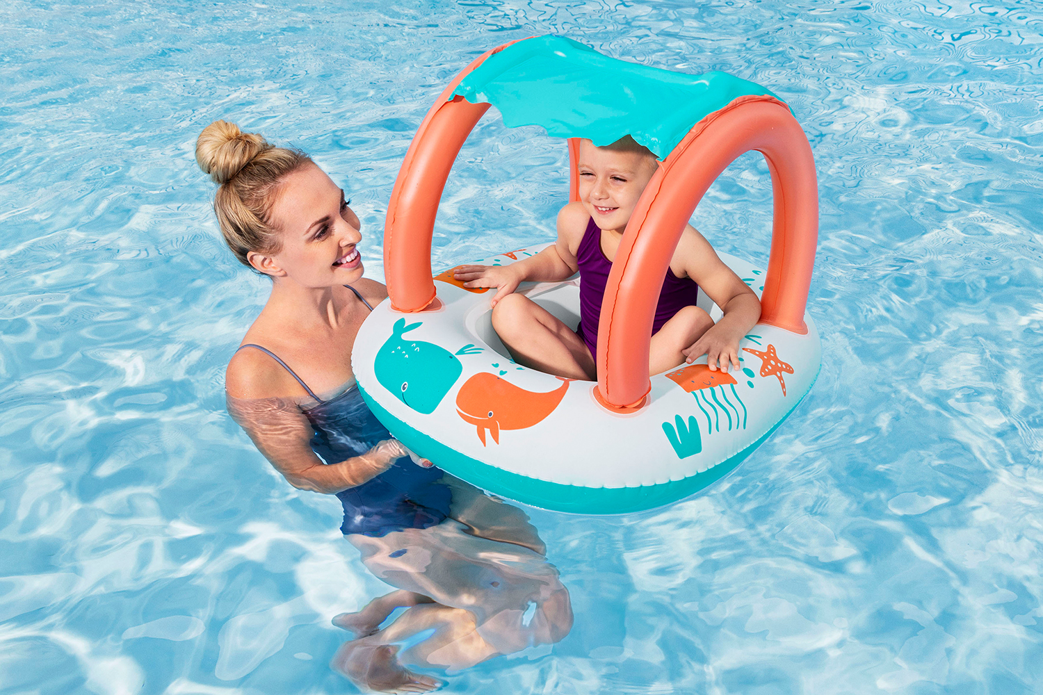 Kinder-Schlauchboot Comfort Plush™ mit Sonnenschutzdach 78 x 61,5 x 56,5 cm
