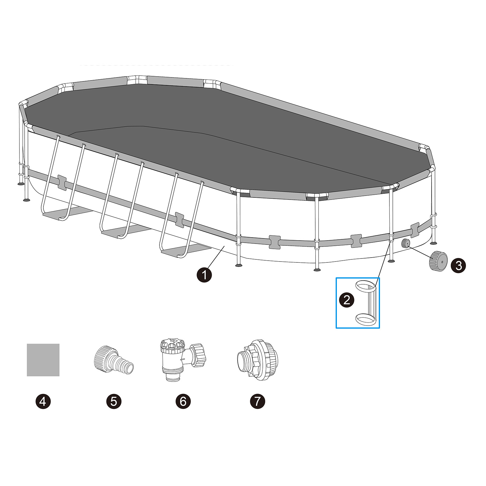 Bestway® Ersatzteil Kunststoffring zur Sicherung vertikaler Poolbeine Ø 37 mm ausgewählter Pools