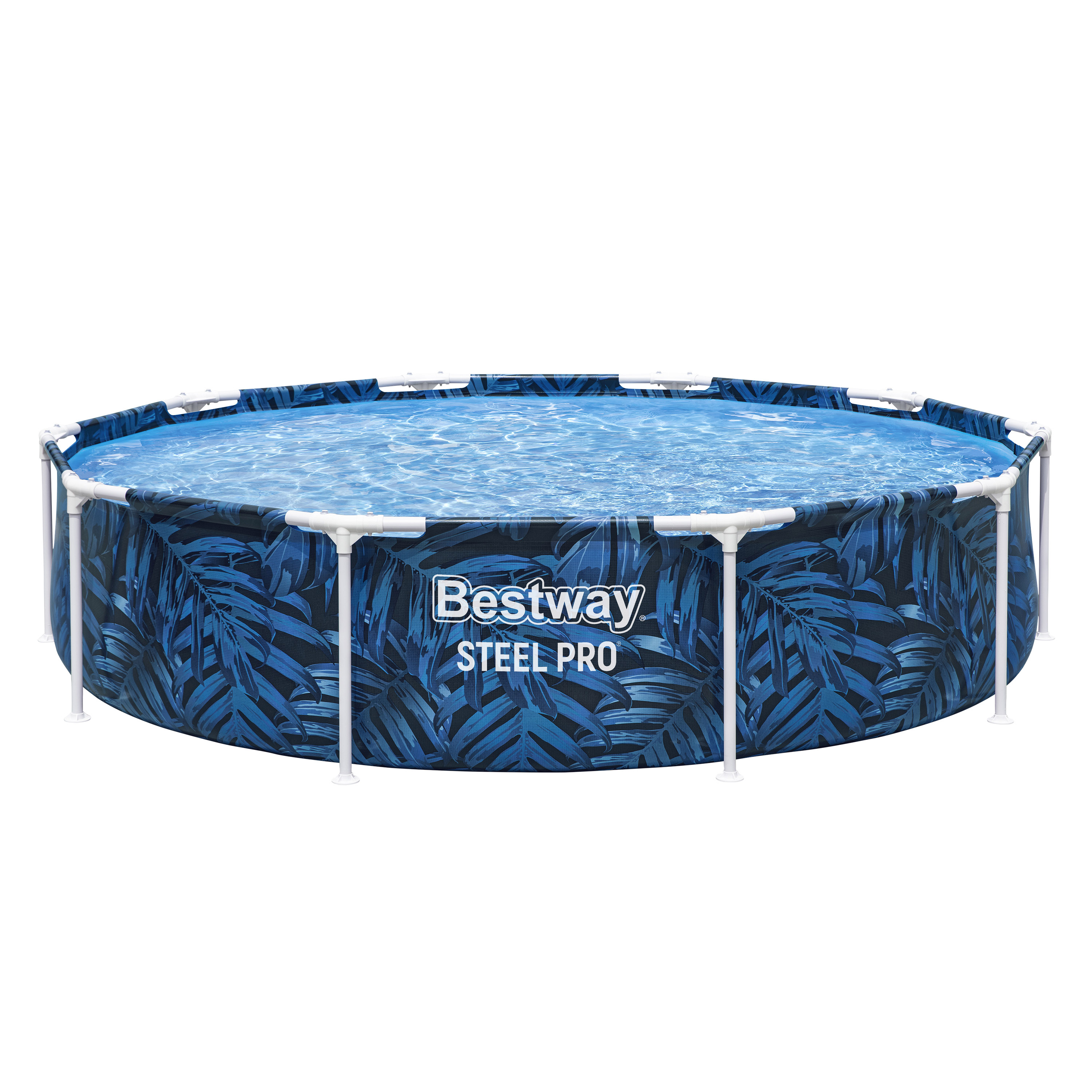 Steel Pro® Frame Pool ohne Pumpe Ø 305 x 66 cm, tropisches Blatt-Design, rund
