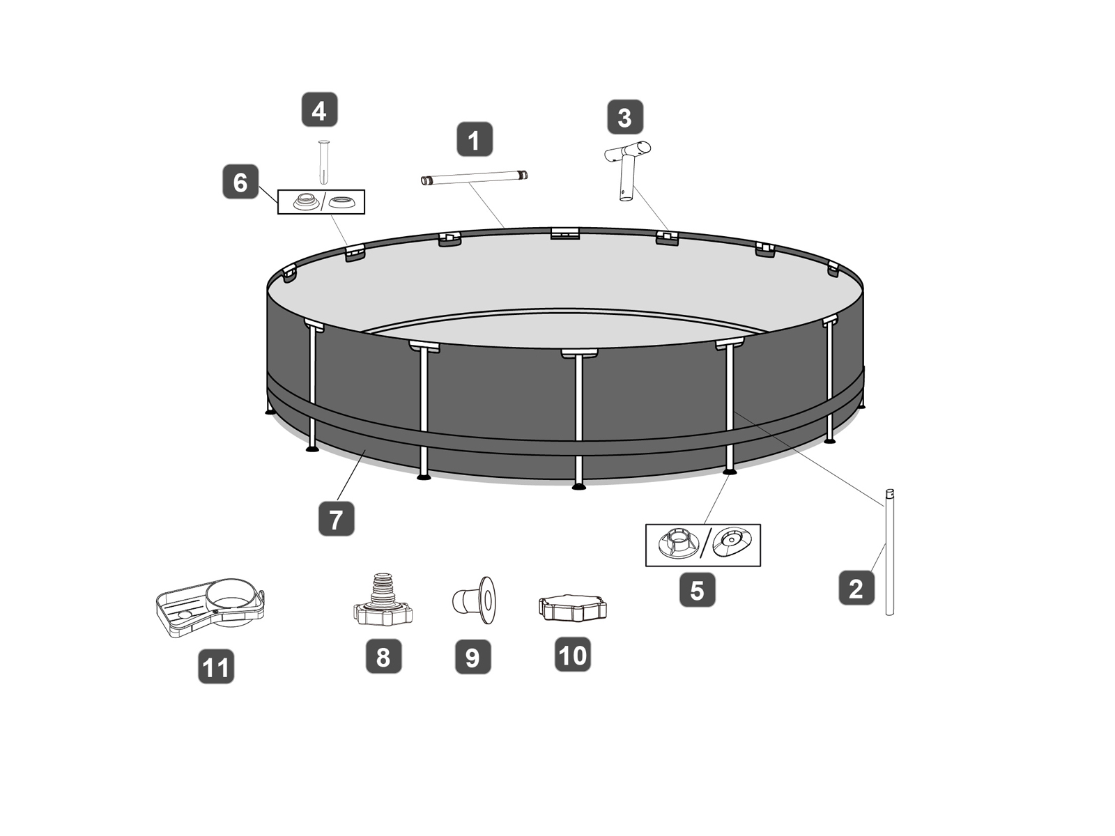 Bestway® Spare Part Top rail (grey) for various Steel Pro MAX™ frame pools, round Bestway® Spare Part Top rail (grey) for various Steel Pro MAX™ frame pools, round