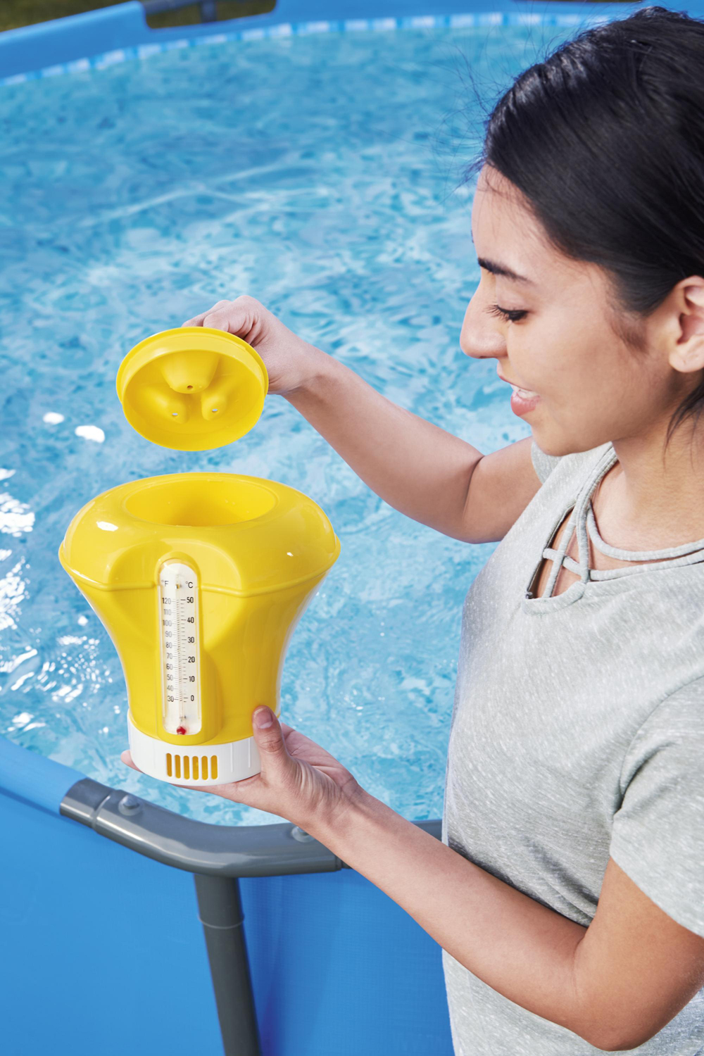 Flowclear Dosierschwimmer mit Thermometer sortiert