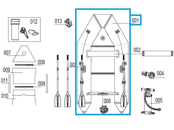 Bestway® Spare Part Body for Hydro-Force™ Sport boat Caspian Pro 280 x 152 x 42 cm