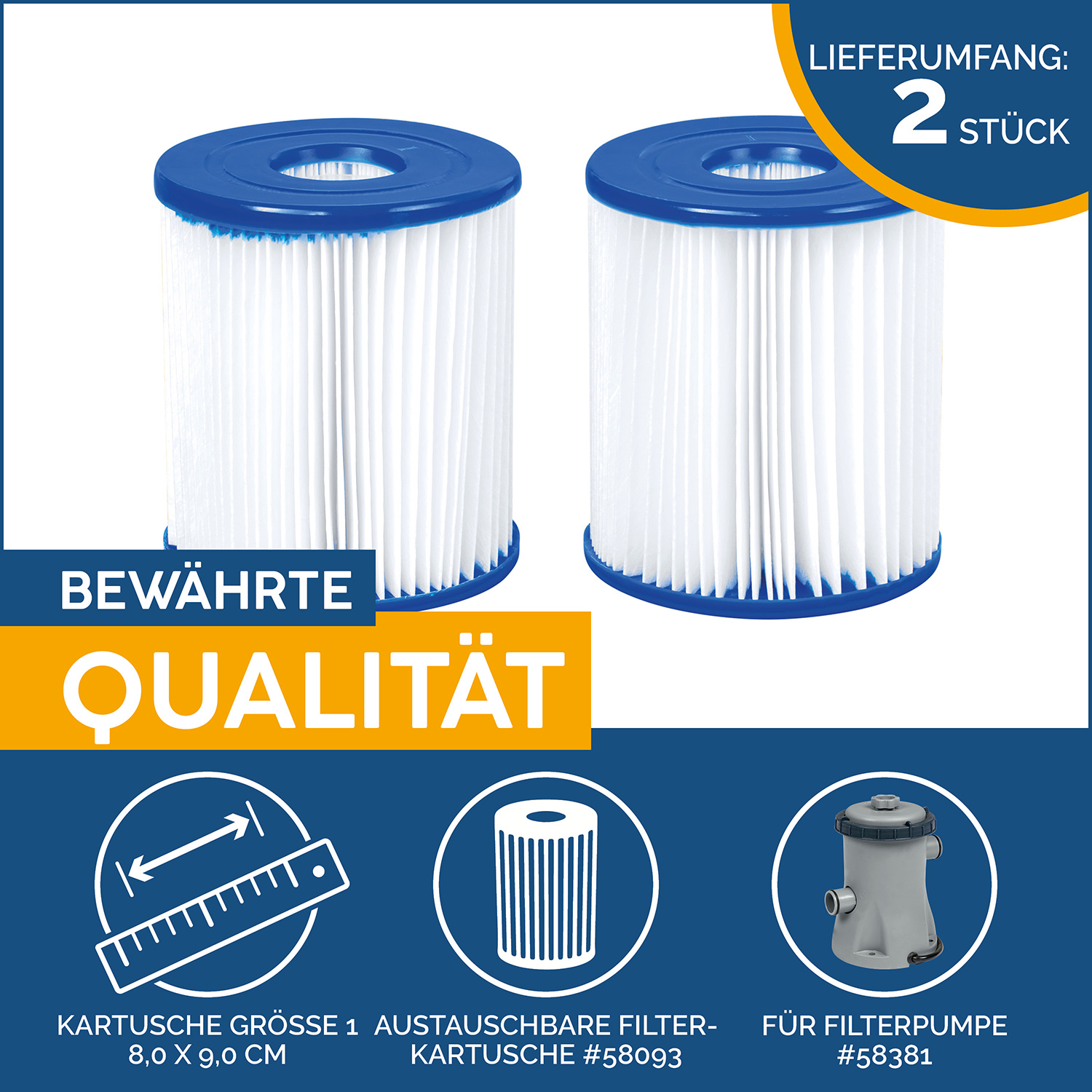 Flowclear™ Filterkartusche Gr. I Doppelpack, 8,0 x 9,0 cm