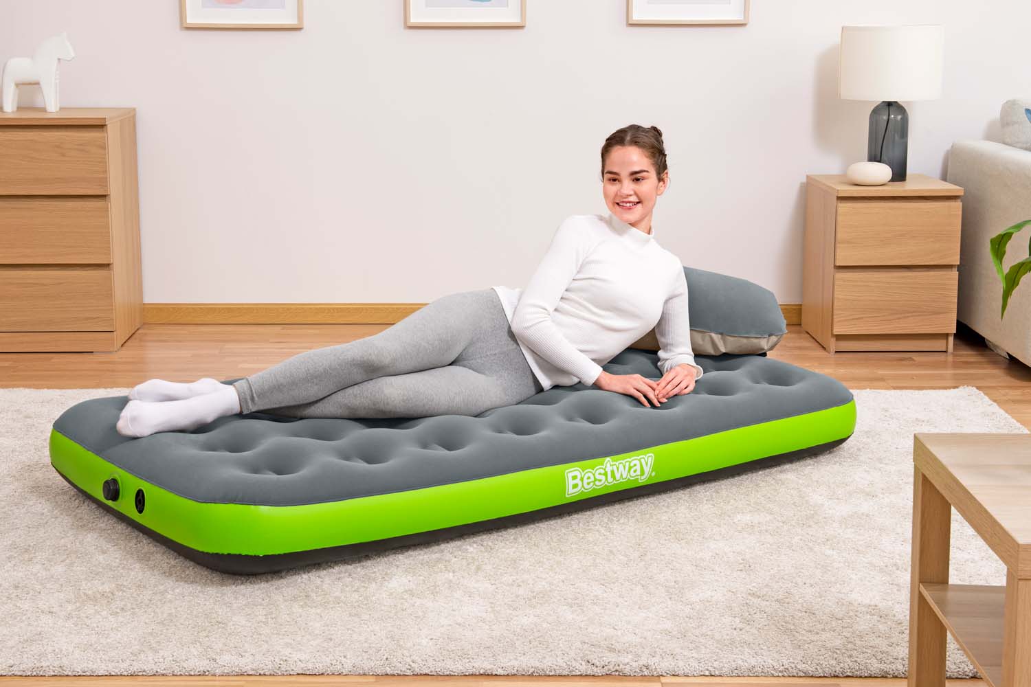 Single-Luftbett  Roll & Relax mit Kissenpumpe 188 x 99 x 22 cm