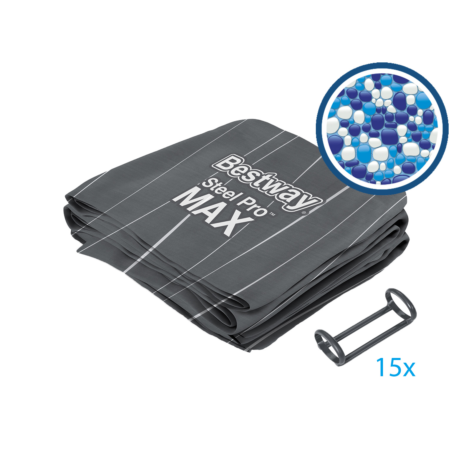 Ersatzteil Poolfolie für Steel Pro MAX 457x107cm, rund - inklusive Kunststoffring-Set