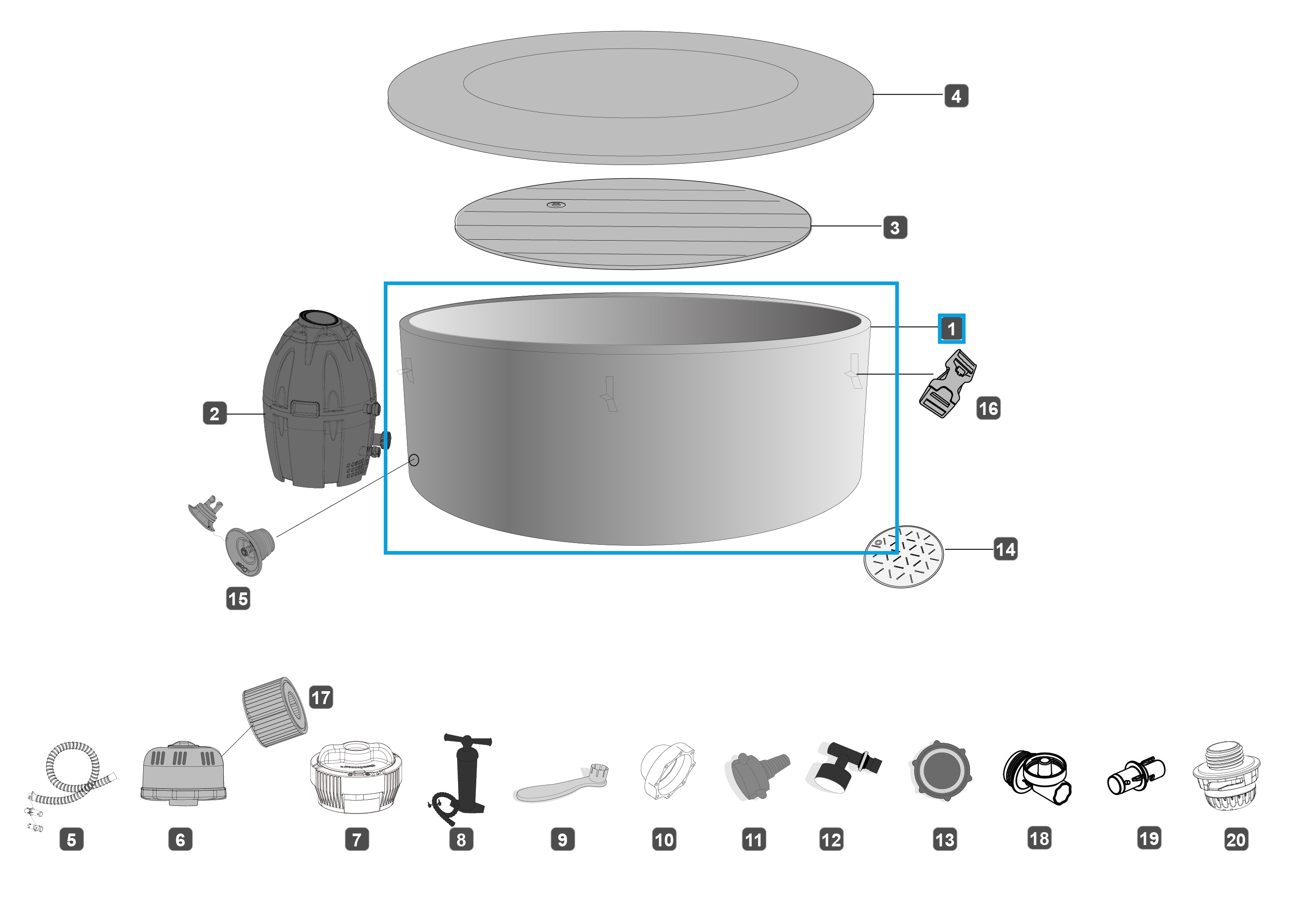 Bestway® Spare Part Lay-Z-Spa 79" x 27"/2.01m x 69cm Monaco AirJet Liner