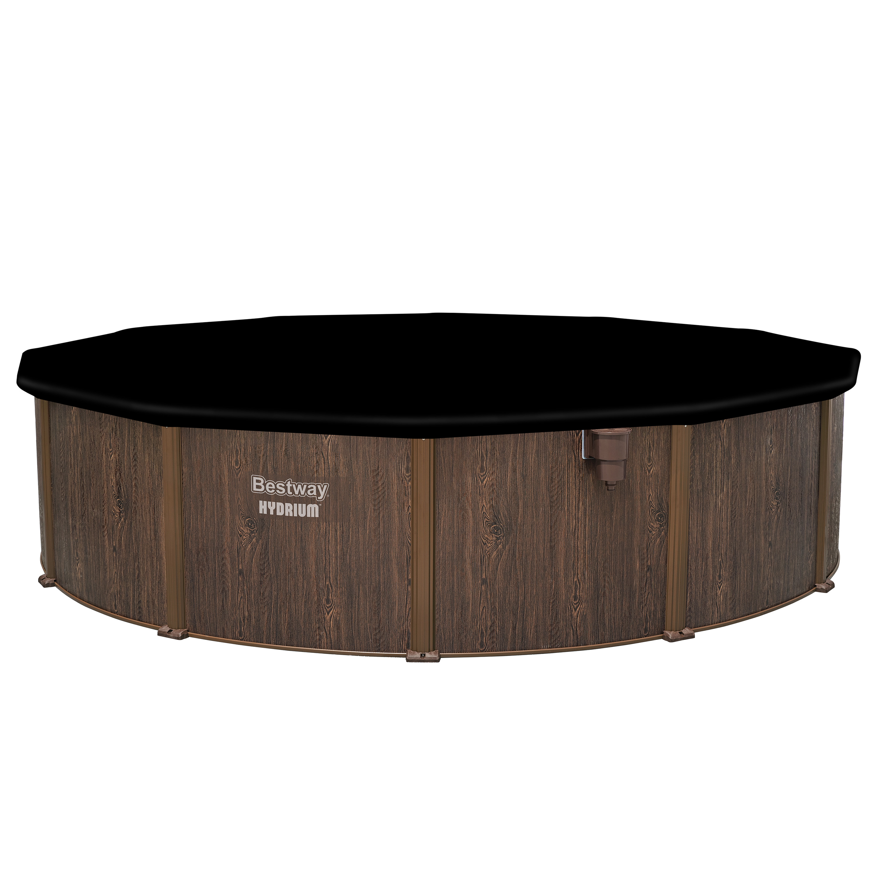 Hydrium™ Stahlwandpool Komplett-Set mit Sandfilteranlage Ø 549 x 132 cm, Holz-Optik (Palisander), rund