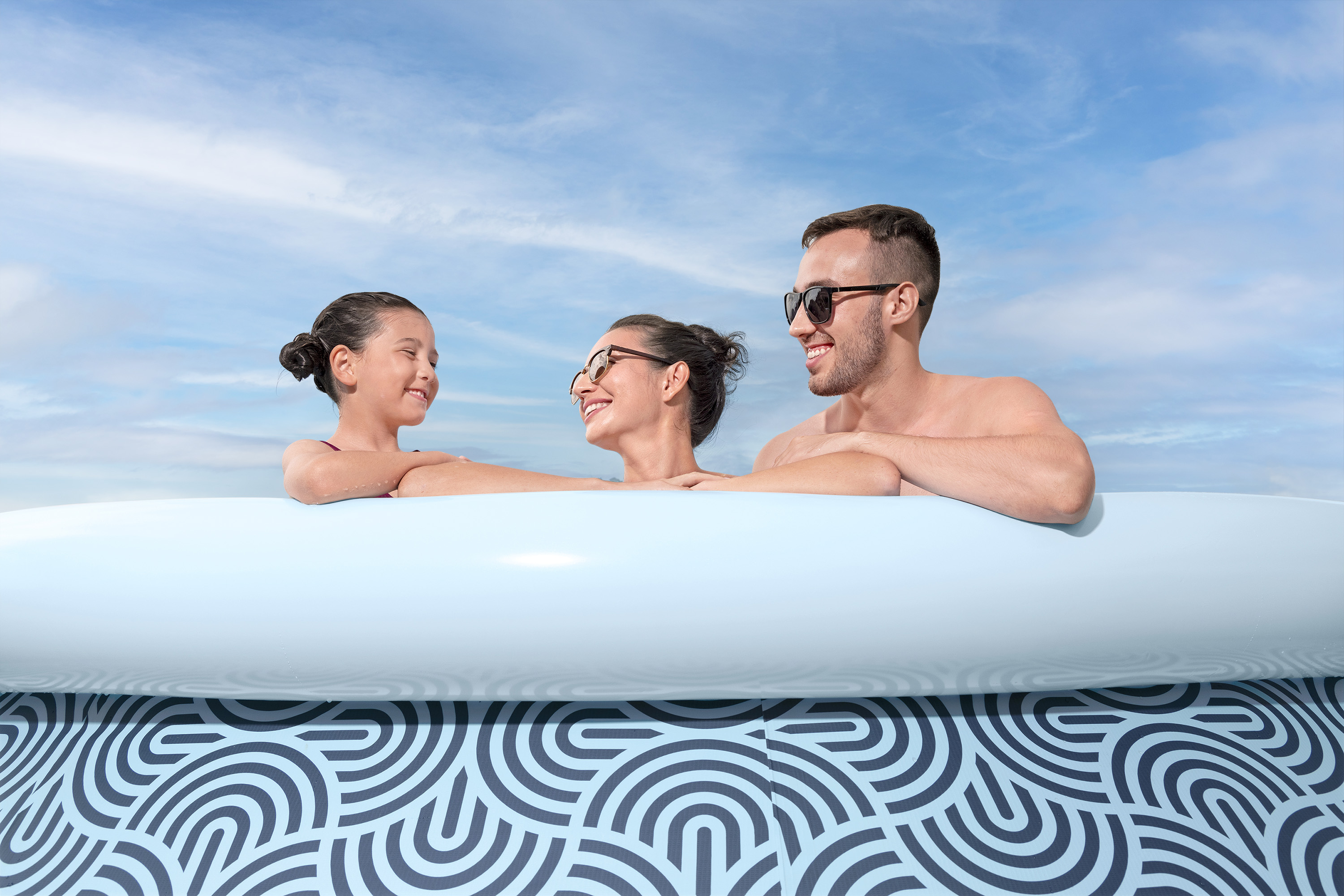 Fast Set™ Aufstellpool Set mit Filterpumpe Ø 396 x 84 cm, Grafisches Liniendesign, rund