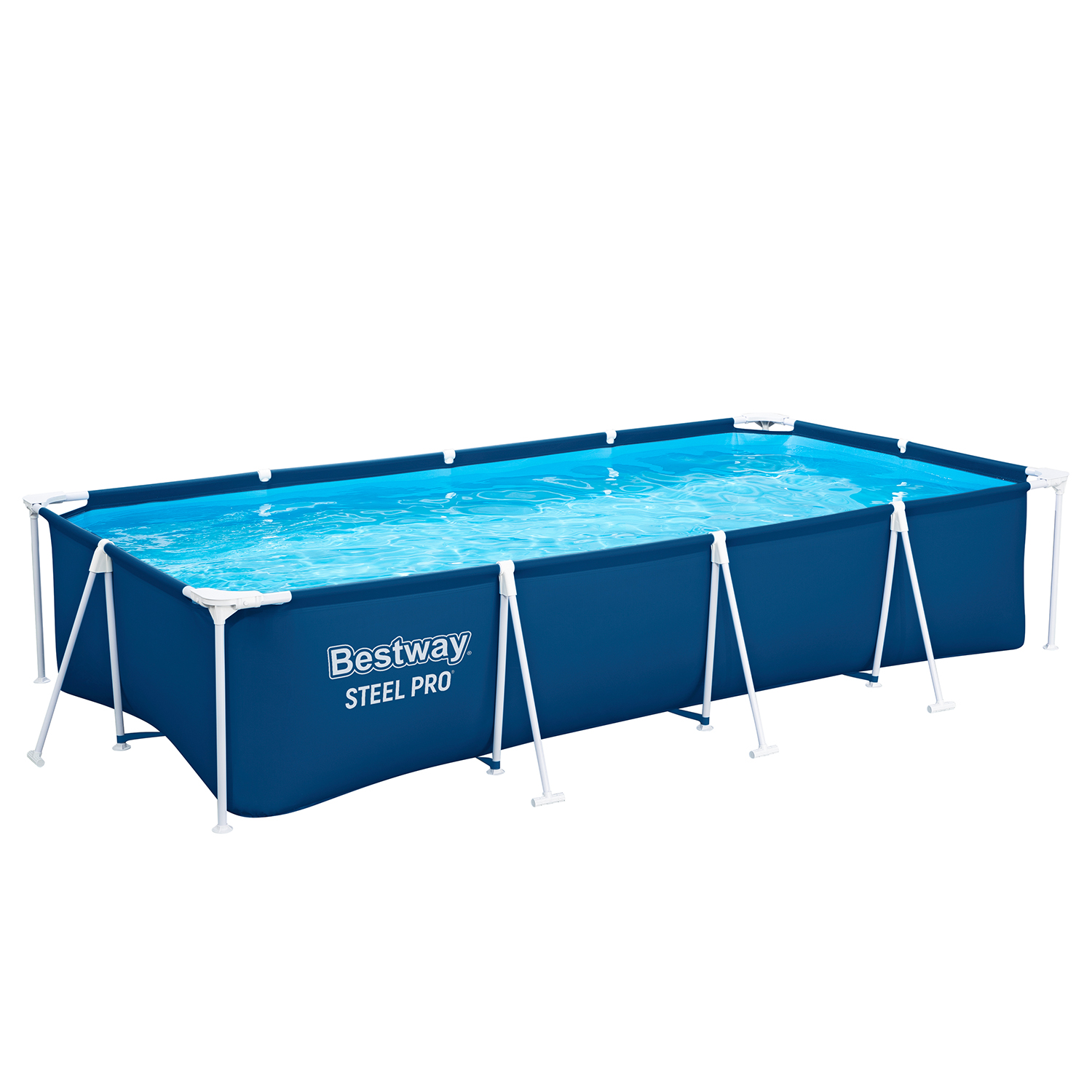 Steel Pro® Frame Pool Set mit Filterpumpe 400 x 211 x 81 cm , dunkelblau, eckig
