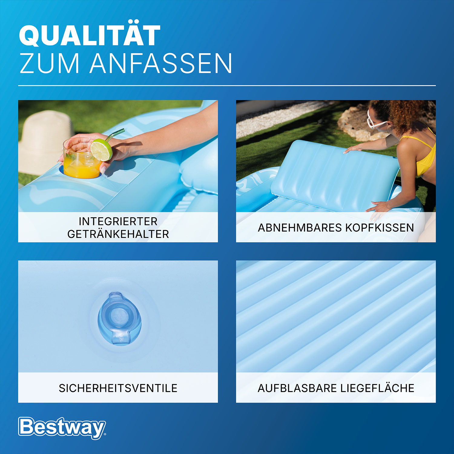 Aufblasbare Sonnenliege 203 x 137 x 25,5 cm