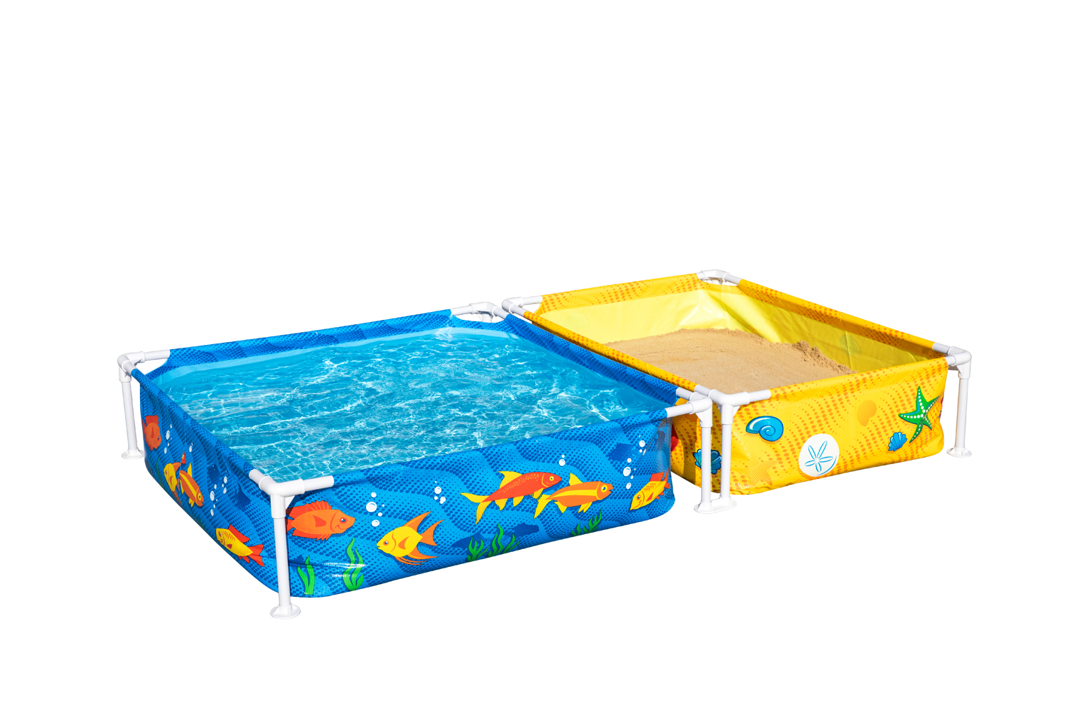 My First Frame Pool mit Sandkasten 213 x 122 x 30,5 cm, buntes Unterwasser-Design, eckig