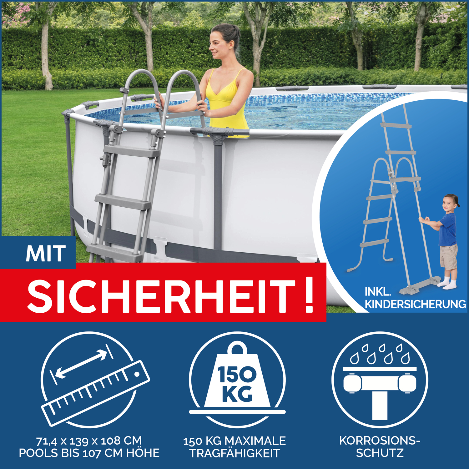 Steel Pro MAX™ Frame Pool Komplett-Set mit Filterpumpe Ø 427 x 107 cm, lichtgrau, rund