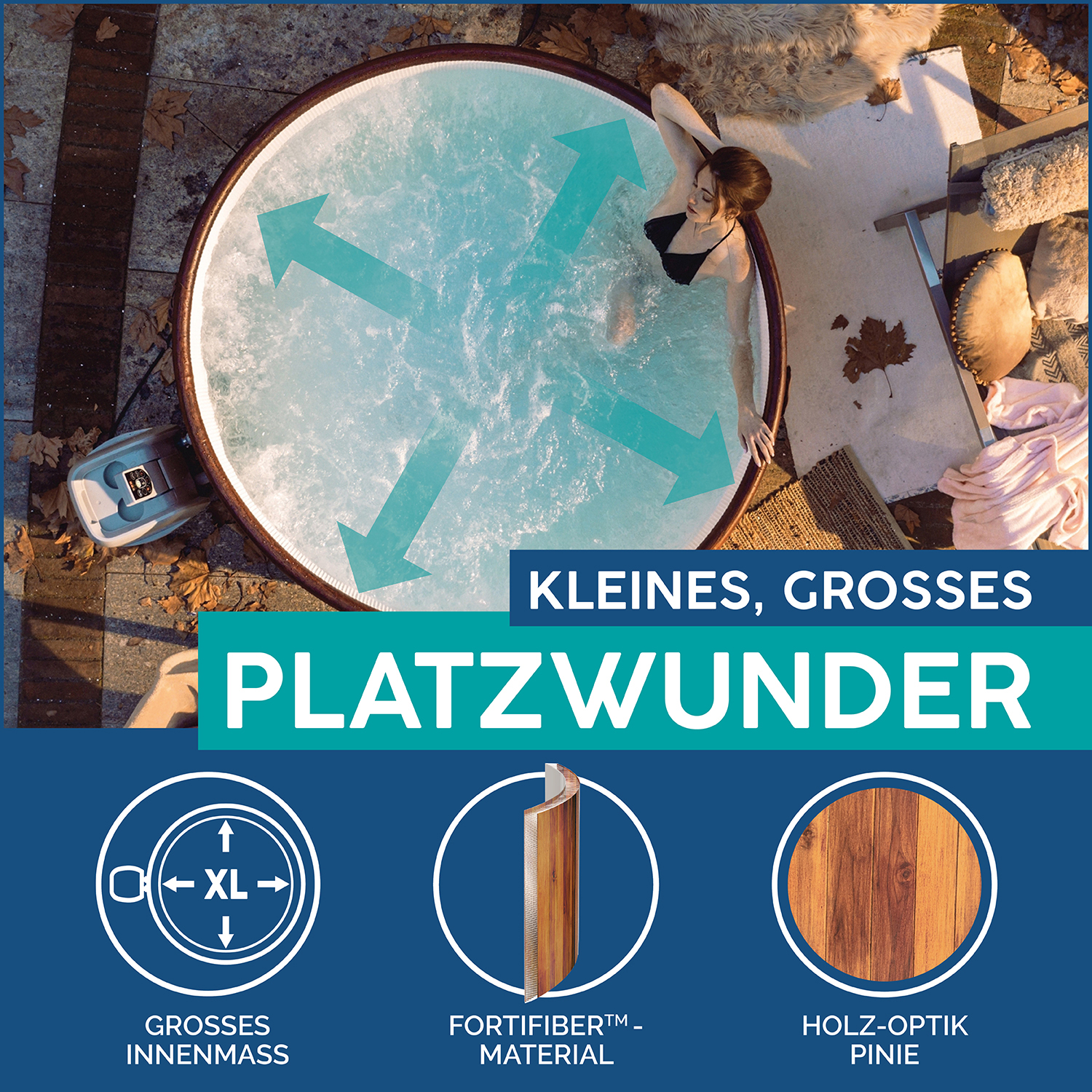LAY-Z-SPA® WLAN-Whirlpool Helsinki AirJet Plus™ Ø 180 x 66 cm, rund