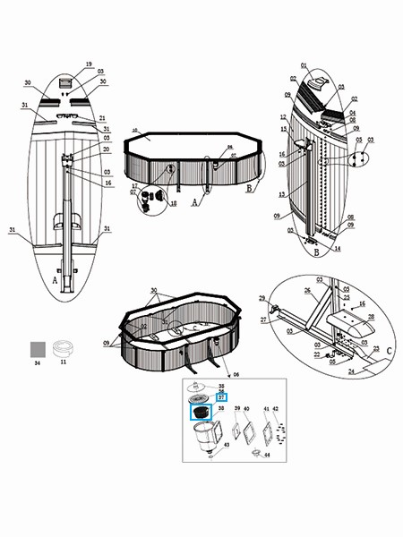 Bestway® Spare Part Skimmer debris basket for various Hydrium™ steel wall pools (until 2021)
