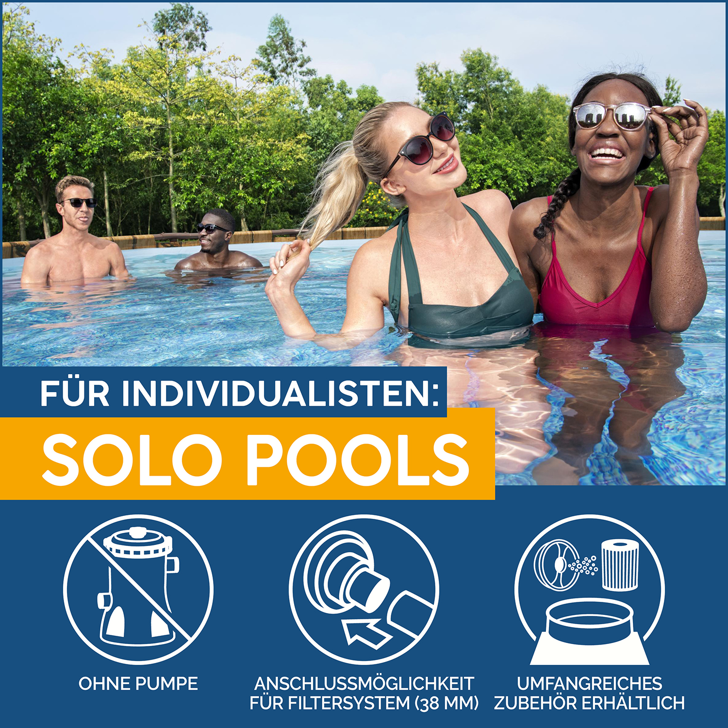 Power Steel™ Swim Vista Series™ Solo Pool ohne Zubehör Ø 549 x 122 cm, Holz-Optik (Pinie), rund