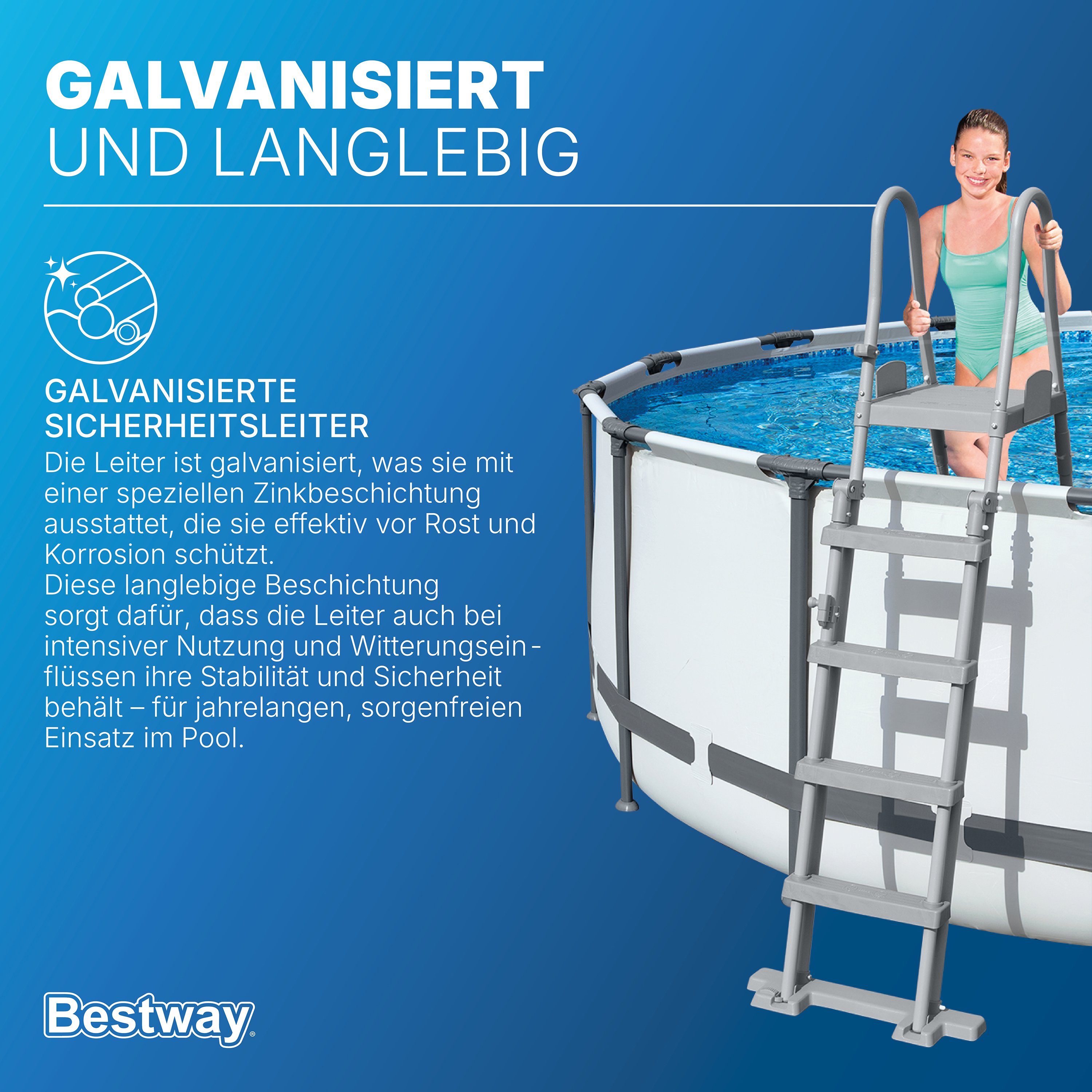 Bestway® Galvanisierte Premium-Poolleiter 132 cm Bestway® Galvanisierte Premium-Poolleiter 132 cm