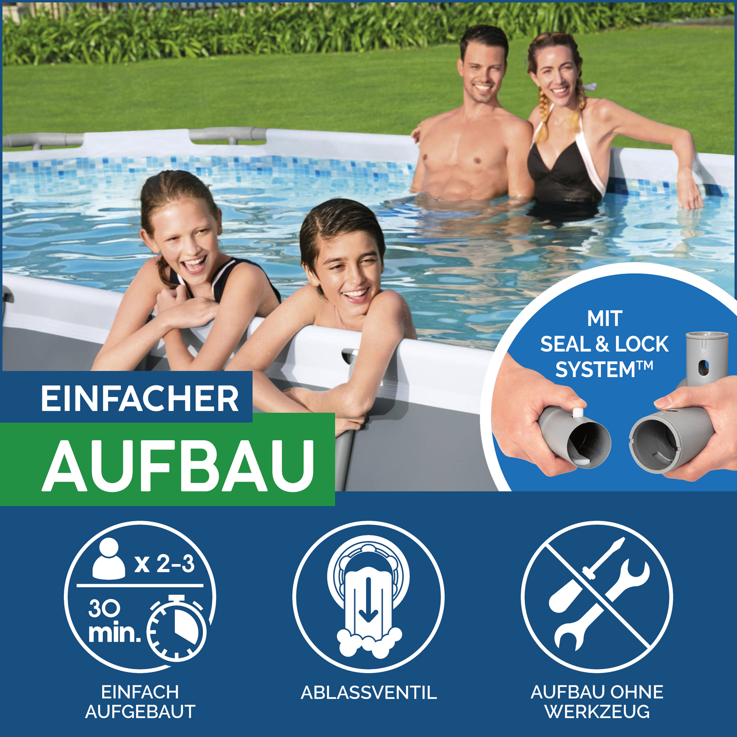 Power Steel™ Frame Pool Set mit Filterpumpe 427 x 250 x 100 cm , grau, oval