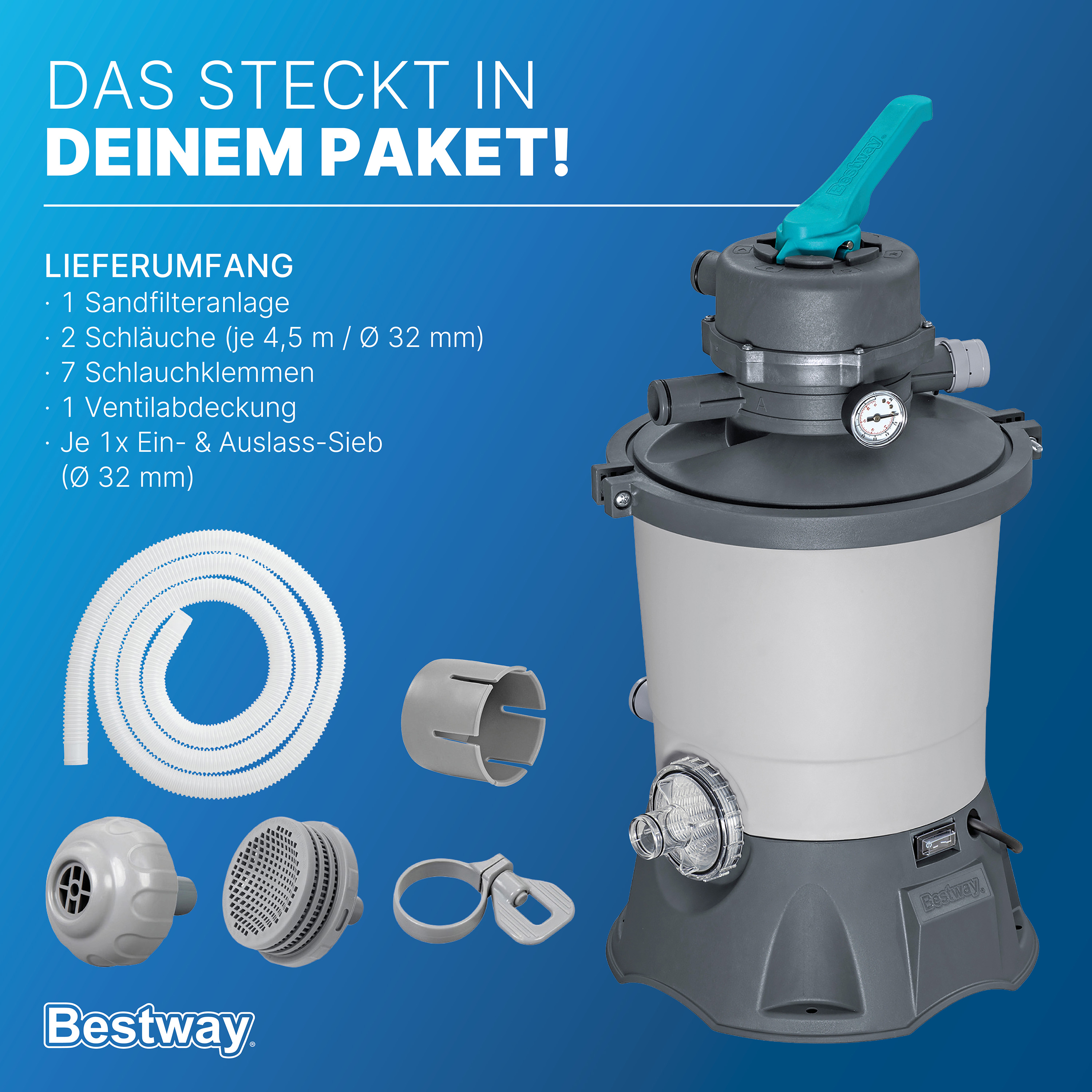 Sandfilteranlage 3.596 l/h, 85 W