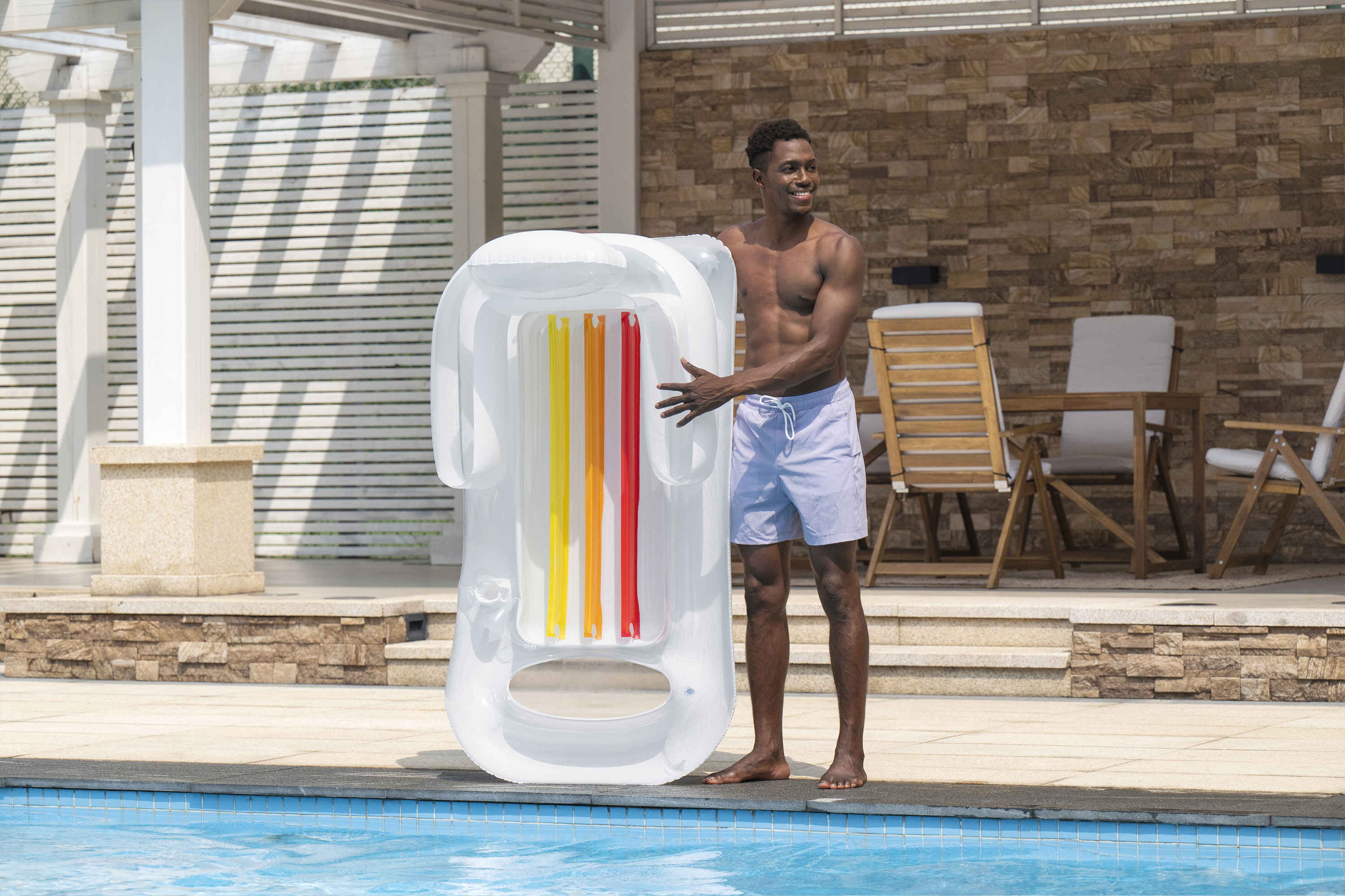 Luftliege Sommerfarben mit Rückenlehne 150 x 77 x 50 cm, sortiert