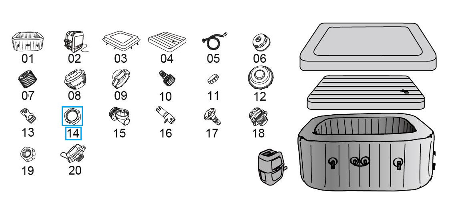 Bestway® Spare Part Stopper for various LAY-Z-SPA® HydroJet Pro™ whirlpools (from 2021)
