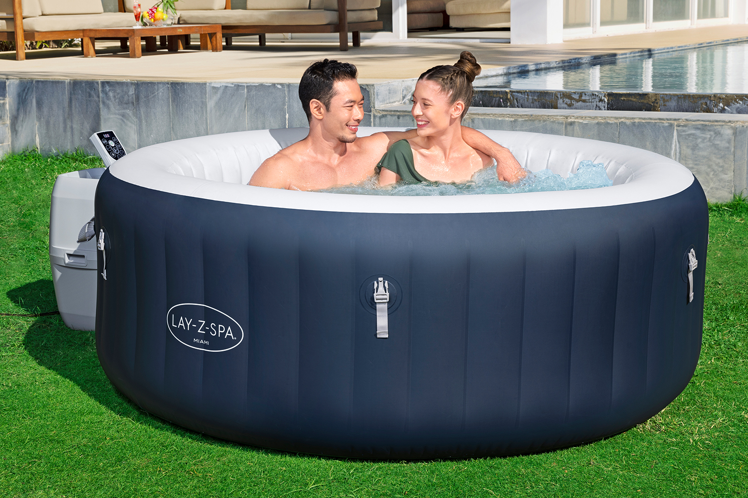 LAY-Z-SPA® Energiespar-Whirlpool Miami AirJet™ für 4 Personen Ø 180 x 66 cm, Dunkelblau